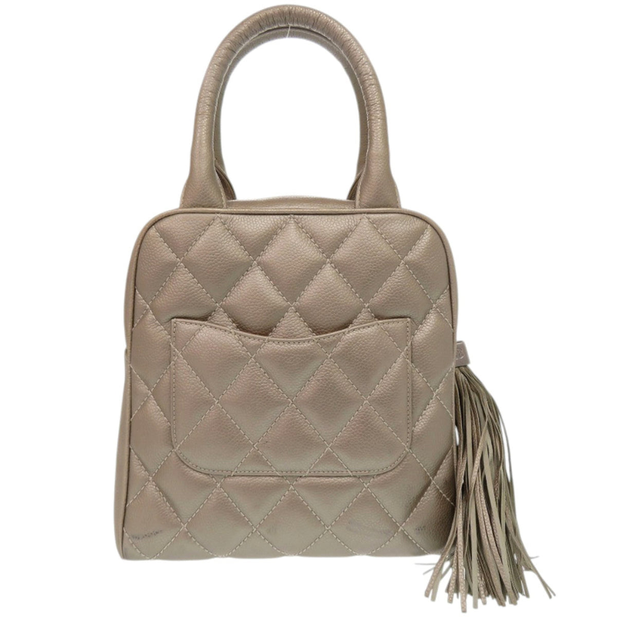 Chanel Champagne Grained Calfskin Handbag (Pre-Owned)