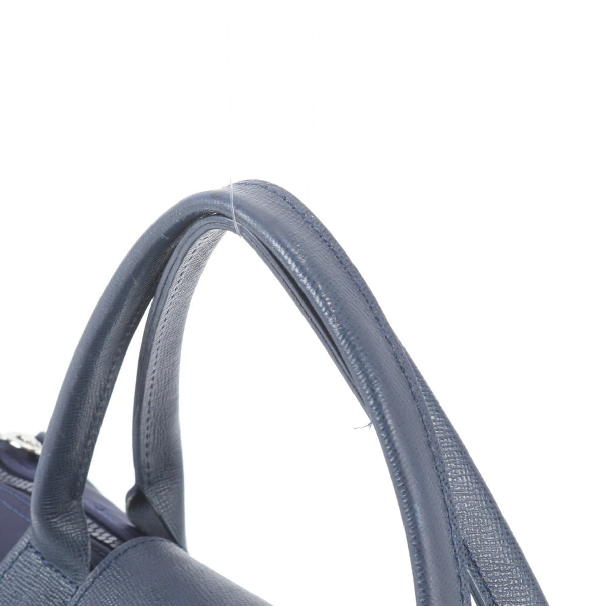 Longchamp Navy Leather Nylon Handbag Shoulder Bag Tote Bag (Pre-Owned)