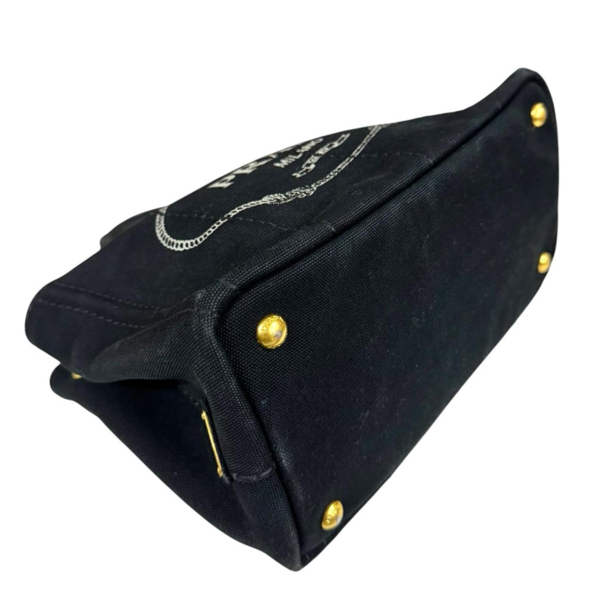 Prada Canapa Black Nero Canvas Shoulder Bag (Pre-Owned)