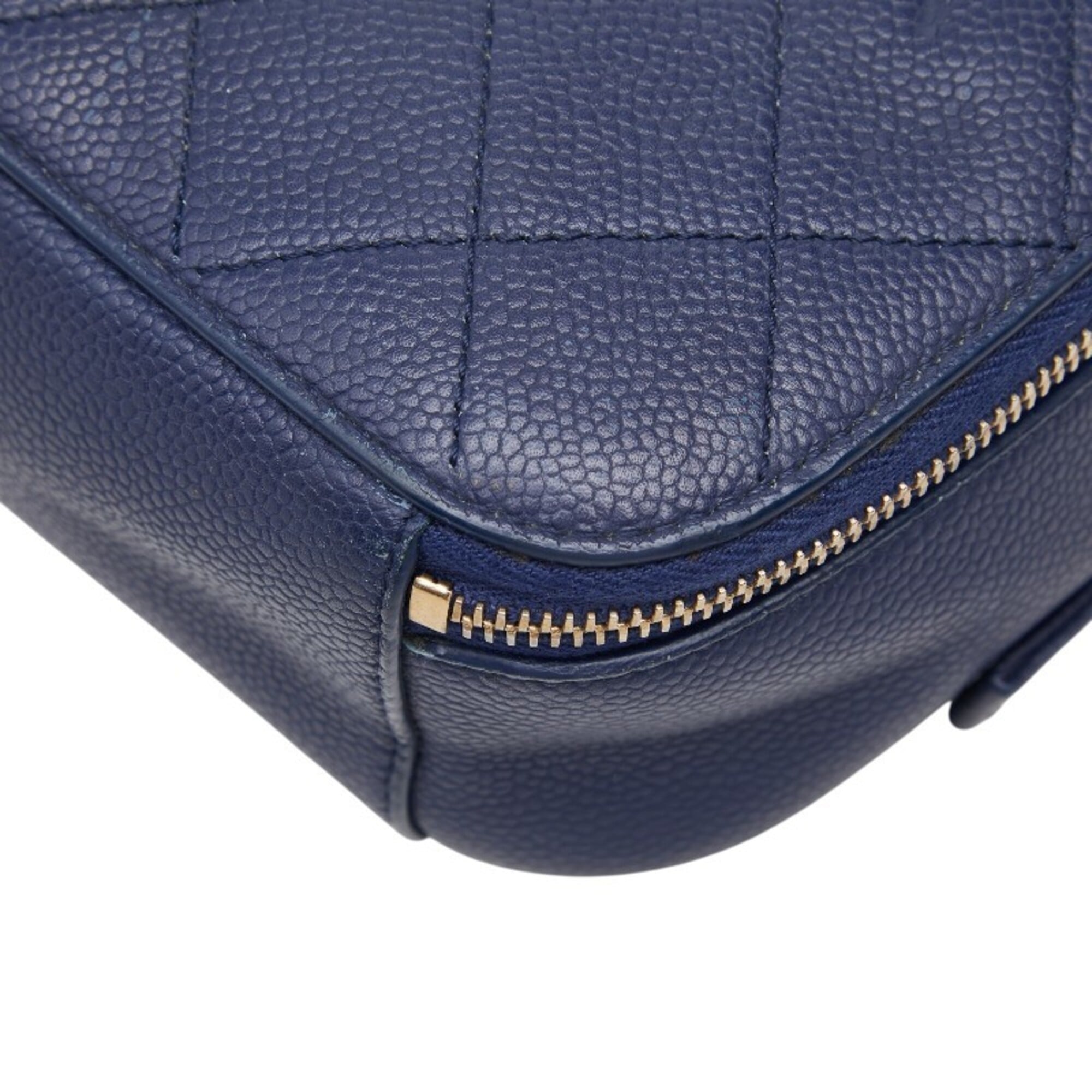 Chanel Navy Grained Calfskin Shoulder Bag Vanity Bag (Pre-Owned)