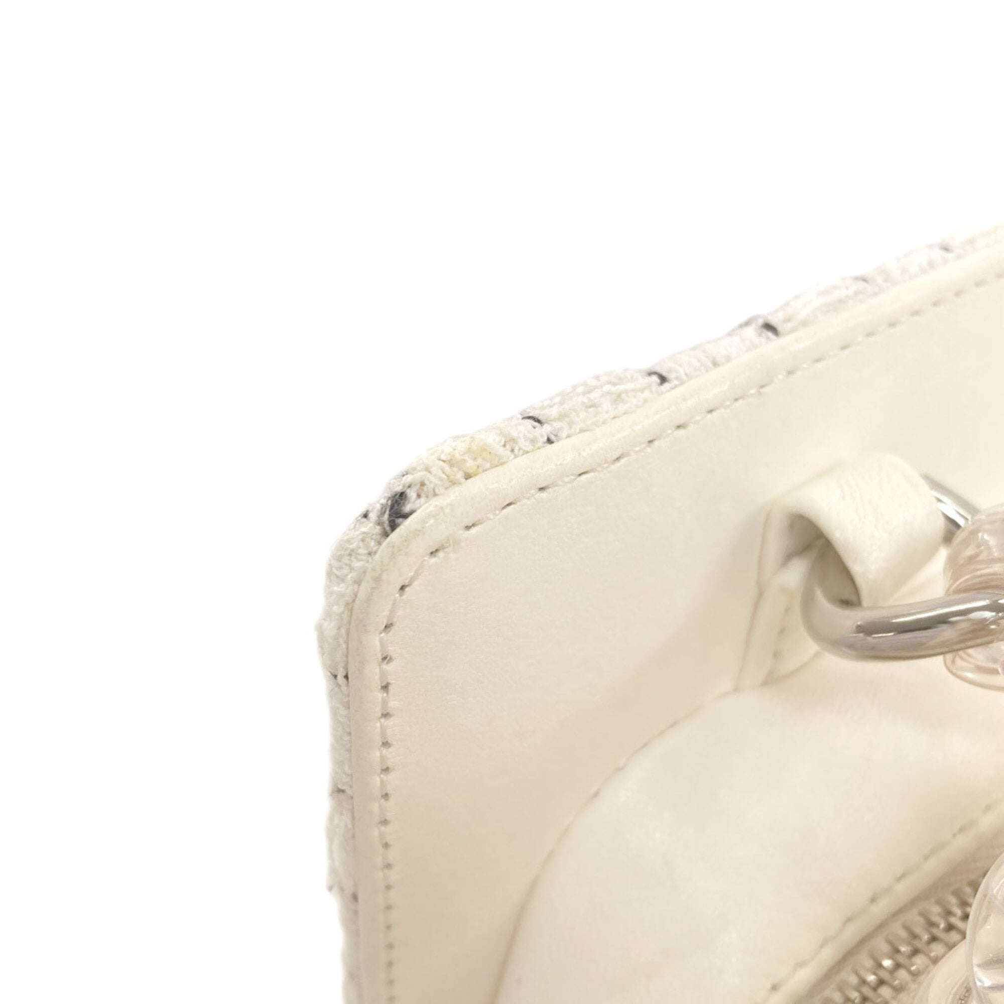 Chanel Black Clear White Tweed Shopping Bag Shoulder Bag (Pre-Owned)