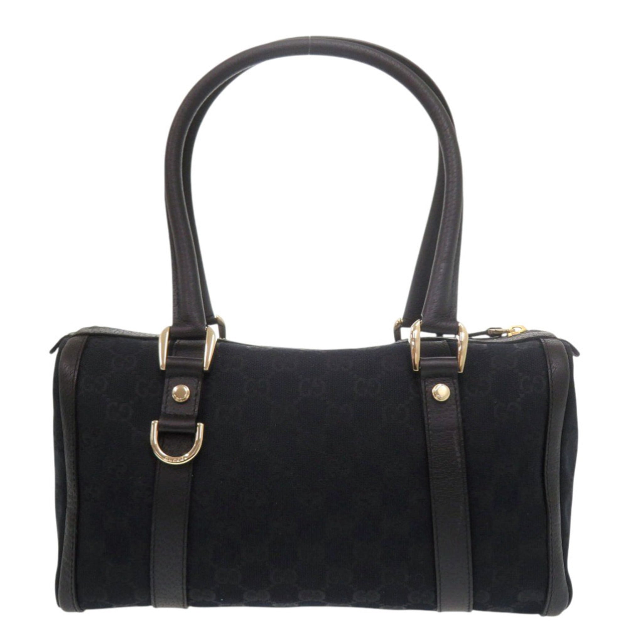 Gucci Black Gg Canvas Leather Handbag (Pre-Owned)