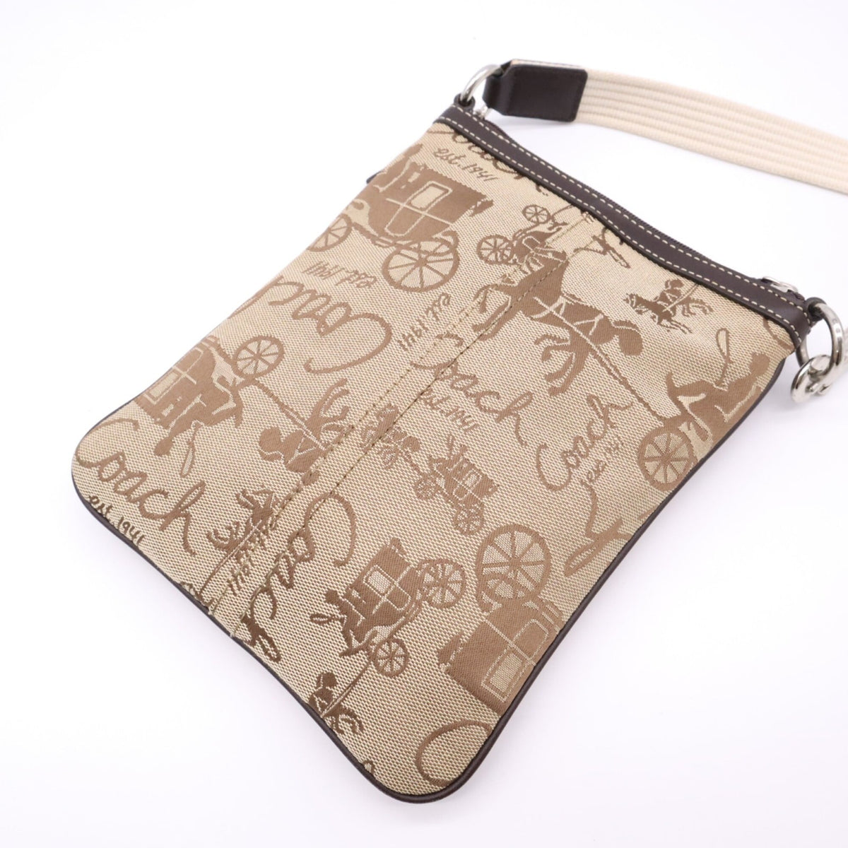 Coach Beige Brown Canvas Leather Shoulder Bag (Pre-Owned)