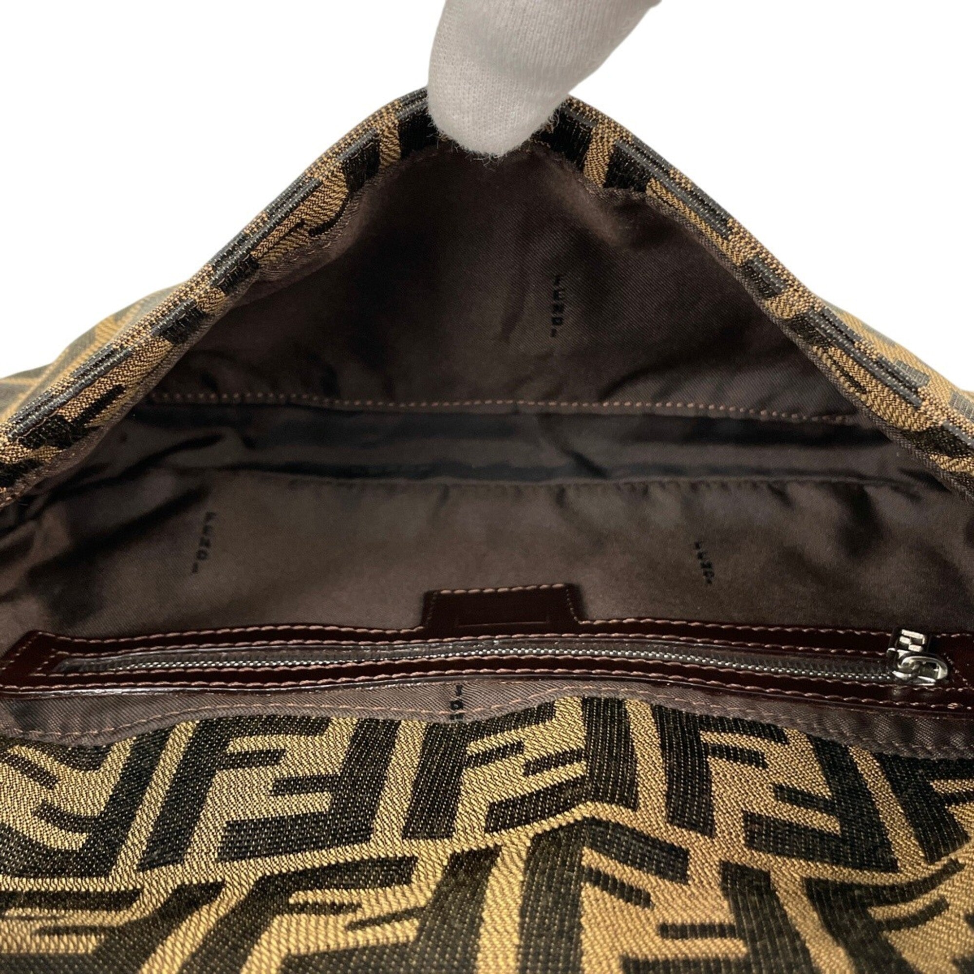 Fendi Brown Zucca Handbag Shoulder Bag (Pre-Owned)