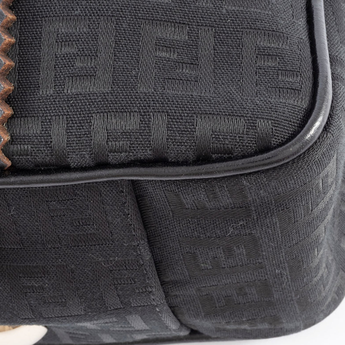 Fendi Zucca Black Canvas Leather Handbag (Pre-Owned)