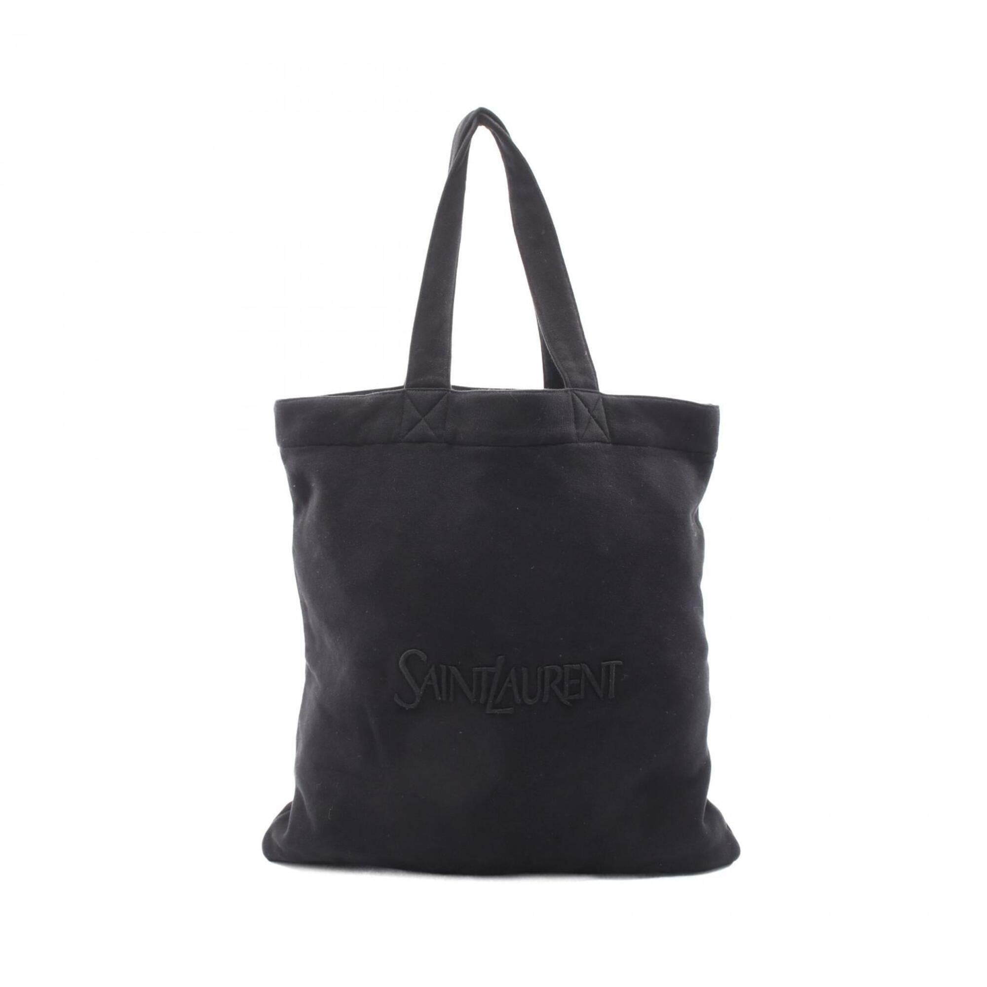 Yves Saint Laurent Black Cotton Handbag Tote Bag (Pre-Owned)