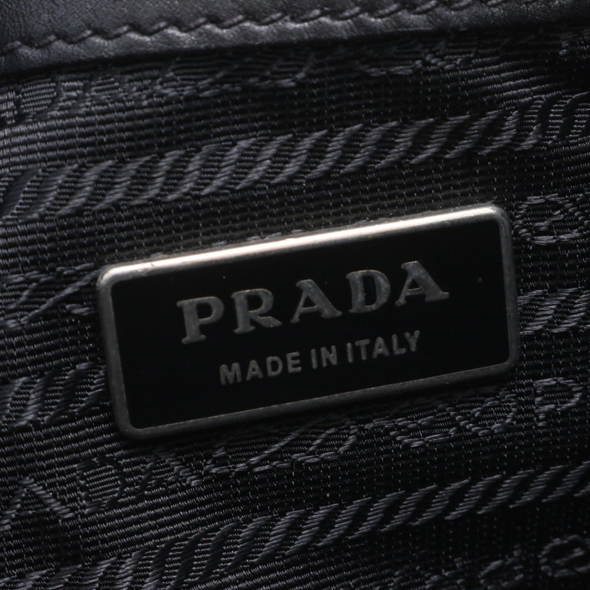 Prada Black Leather Nylon Handbag Shoulder Bag (Pre-Owned)