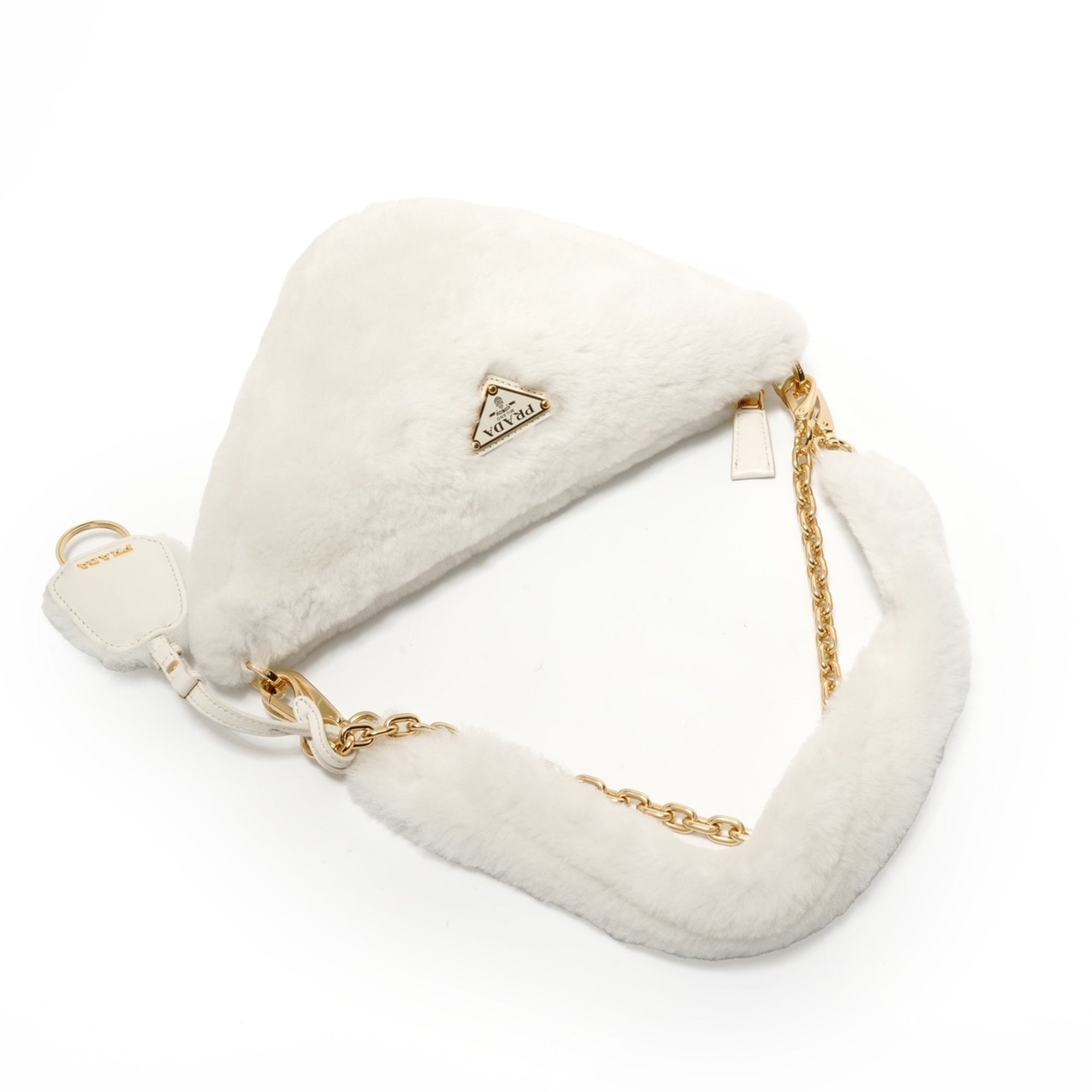 Prada White Wool Shoulder Bag (Pre-Owned)