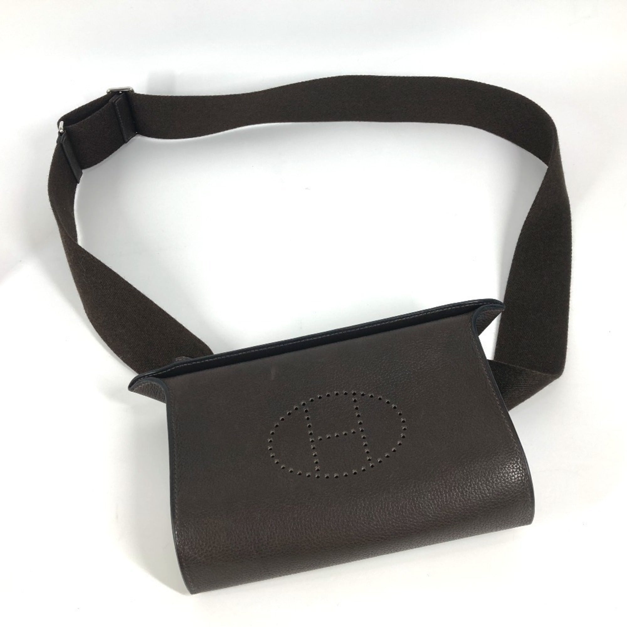 Hermes Dark Brown Togo Leather Pochette Shoulder Bag (Pre-Owned)