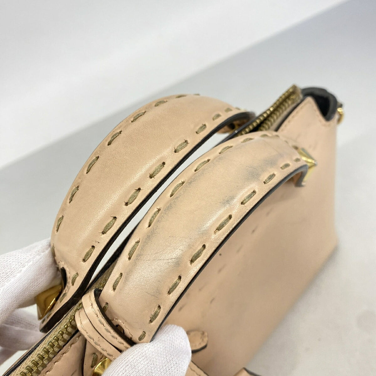 Fendi Pink Beige Leather Handbag (Pre-Owned)