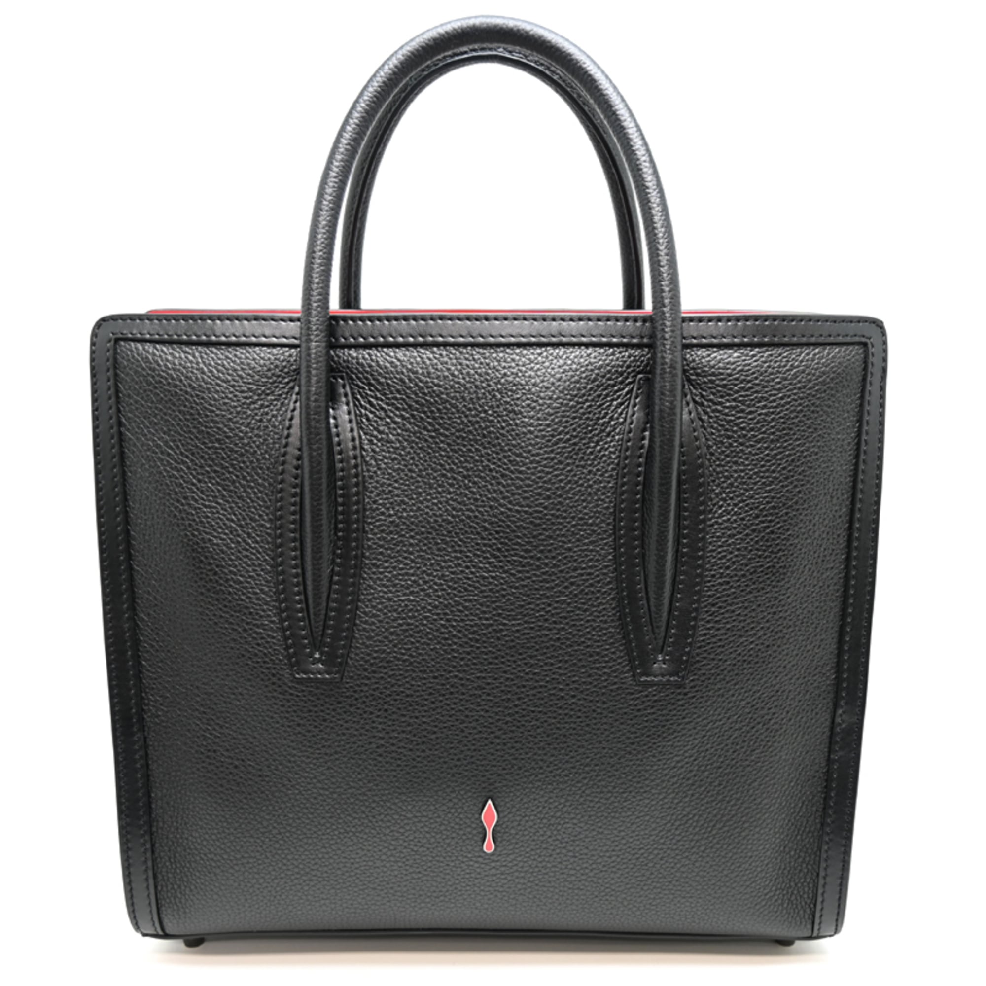 Christian Louboutin Black Red Color Leather Tote Bag (Pre-Owned)