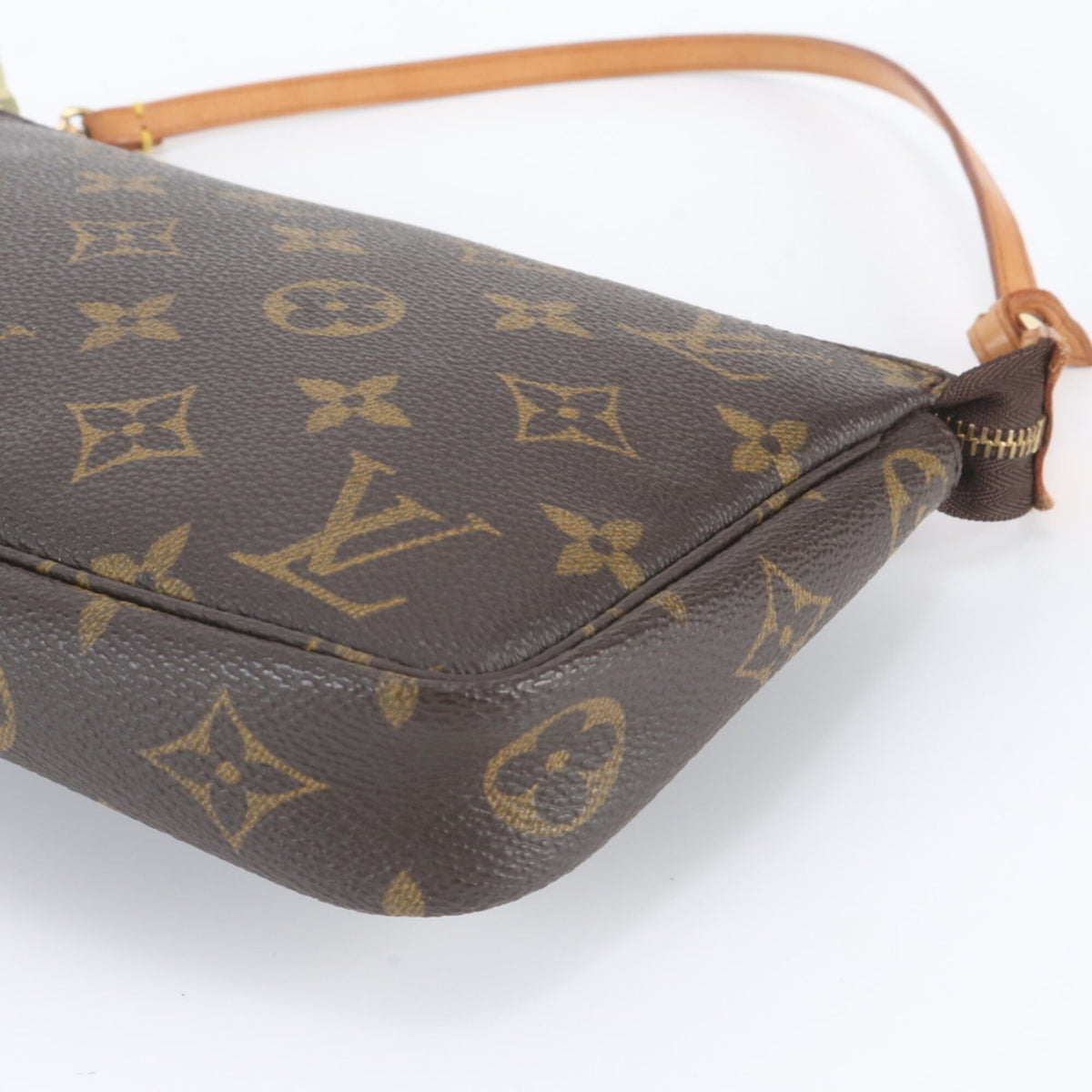Louis Vuitton Brown Leather Coated Canvas Handbag Pochette (Pre-Owned)