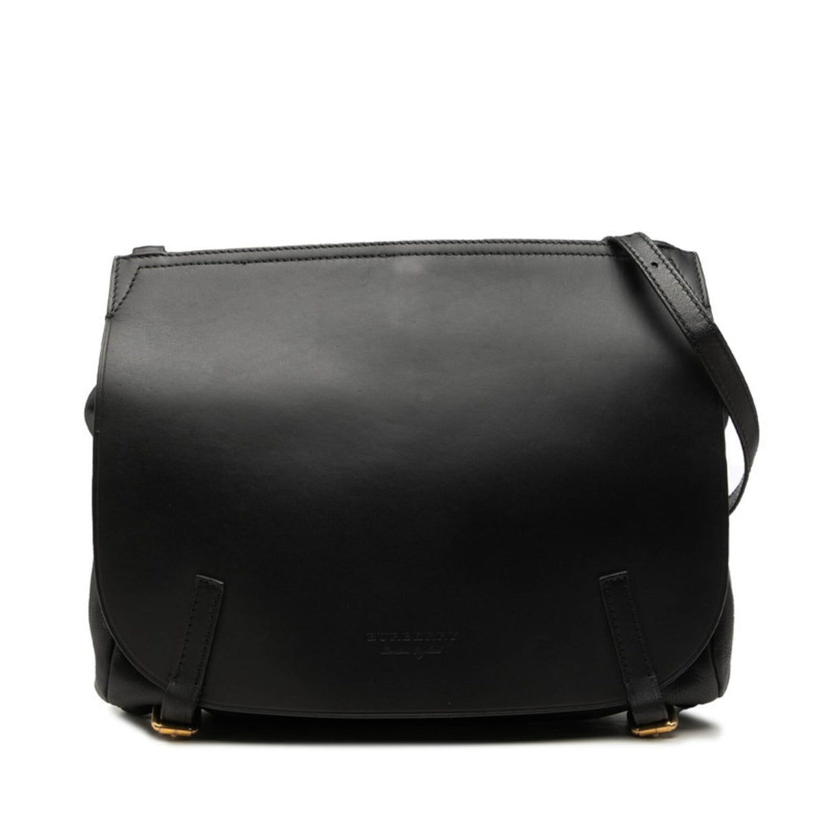 Burberry Black Leather Messenger Bag Shoulder Bag (Pre-Owned)