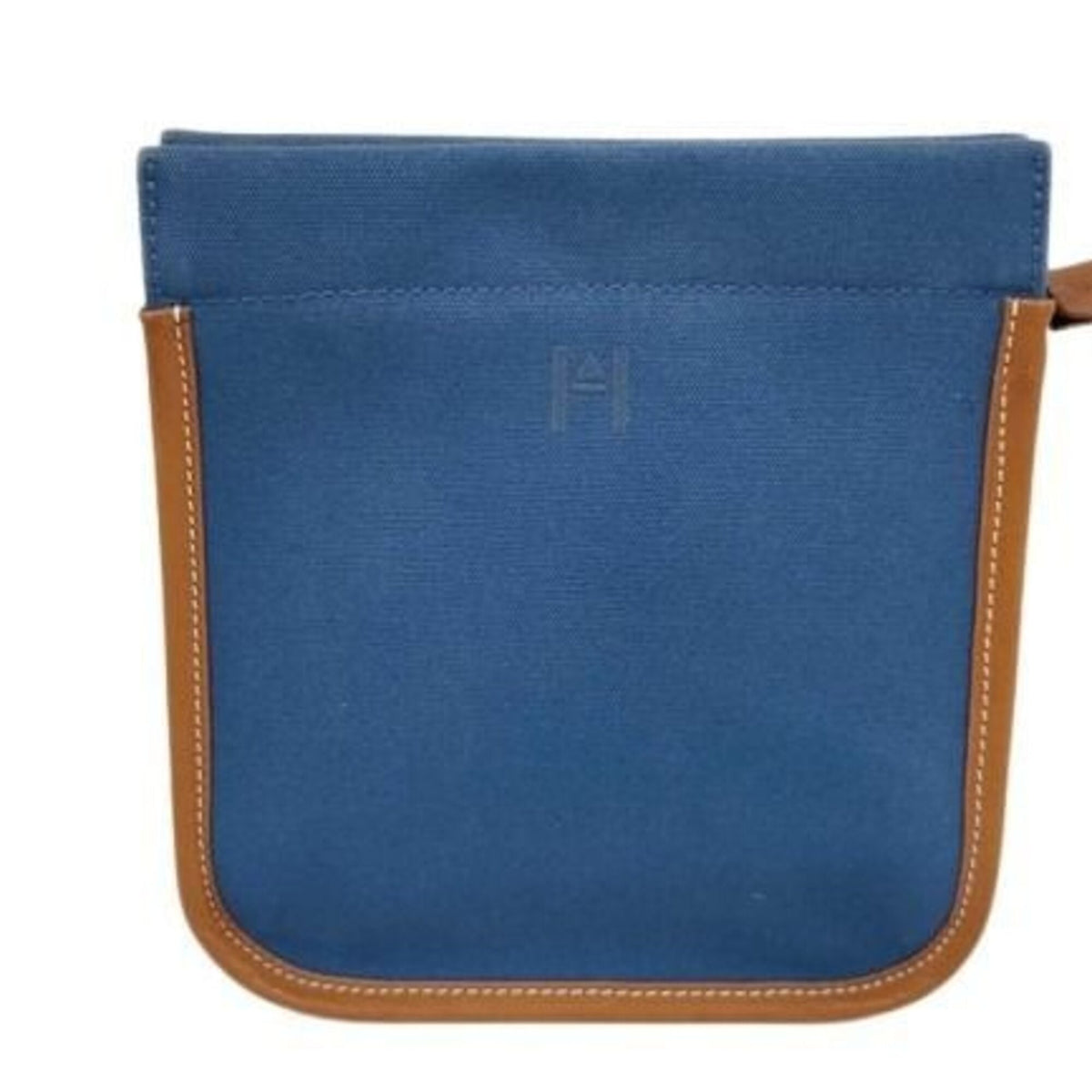 Hermes Brown Navy Canvas Leather Pouch (Pre-Owned)
