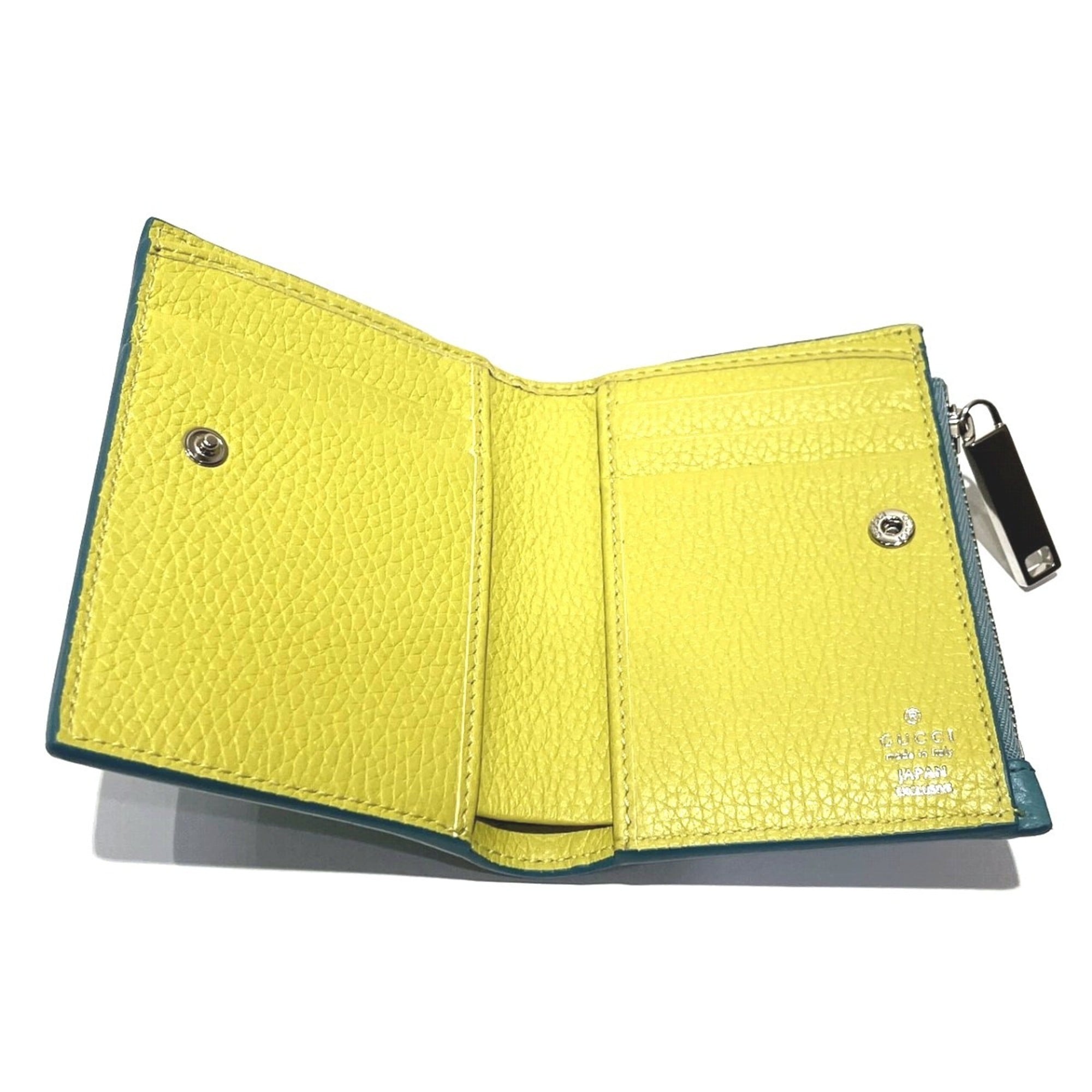 Gucci Green Yellow Leather Wallet (Bi-Fold) (Pre-Owned)