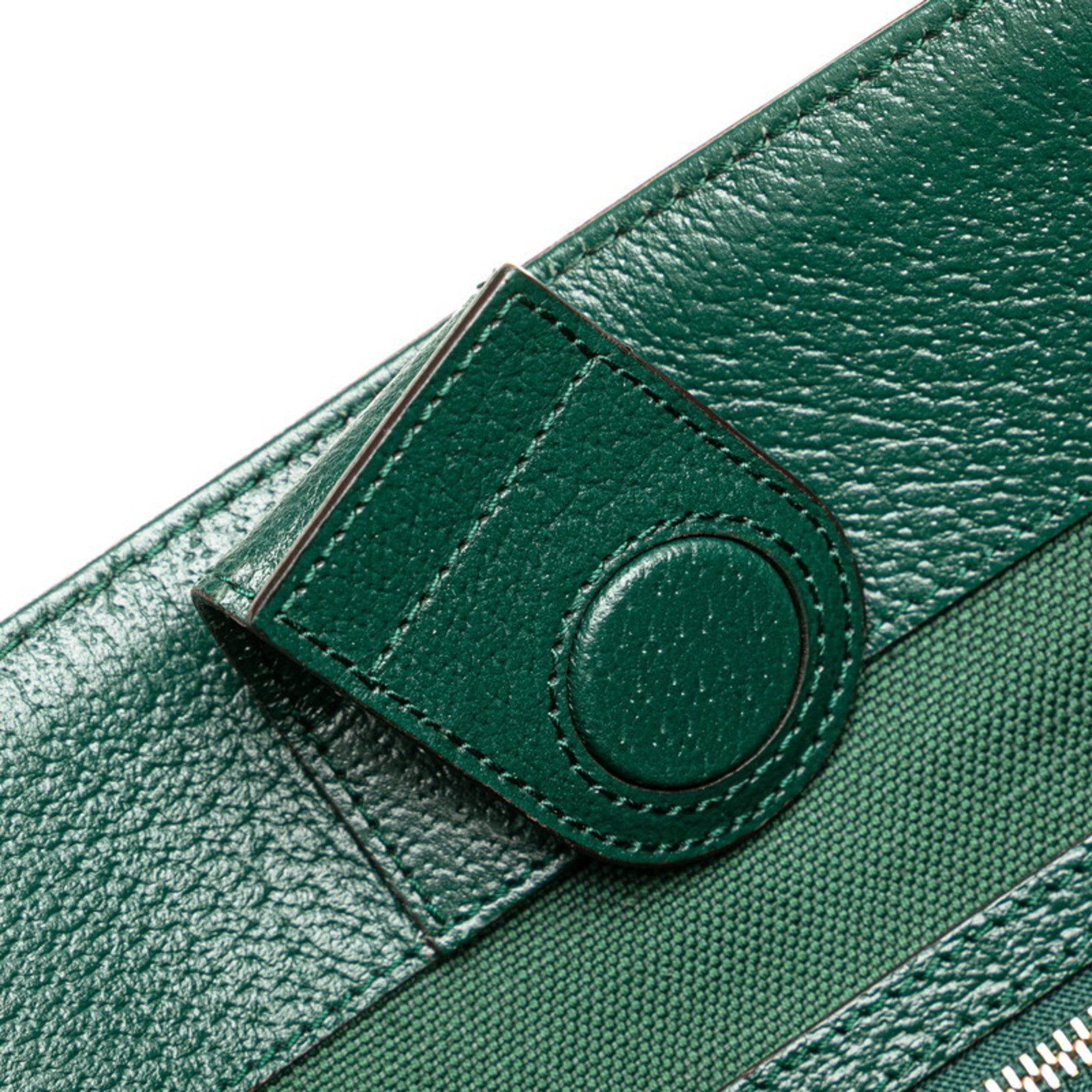 Gucci Ophidia Beige Green Multi-Color Canvas Leather Tote Bag (Pre-Owned)