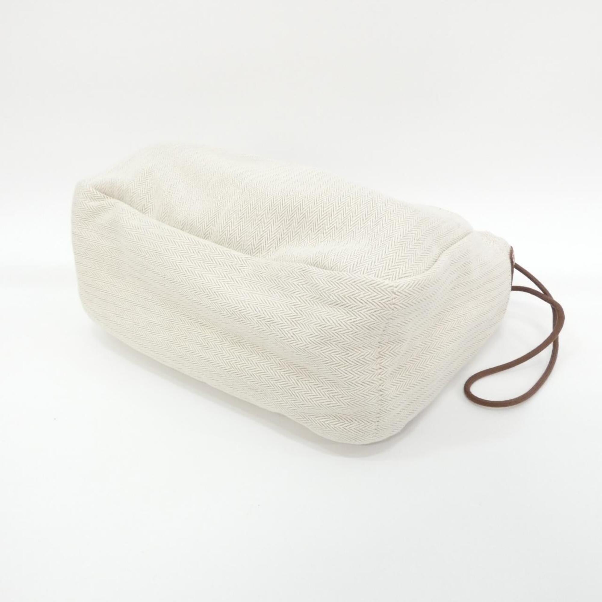 Hermes Fauve Feu Natural Toile Chevron Handbag Pouch (Pre-Owned)
