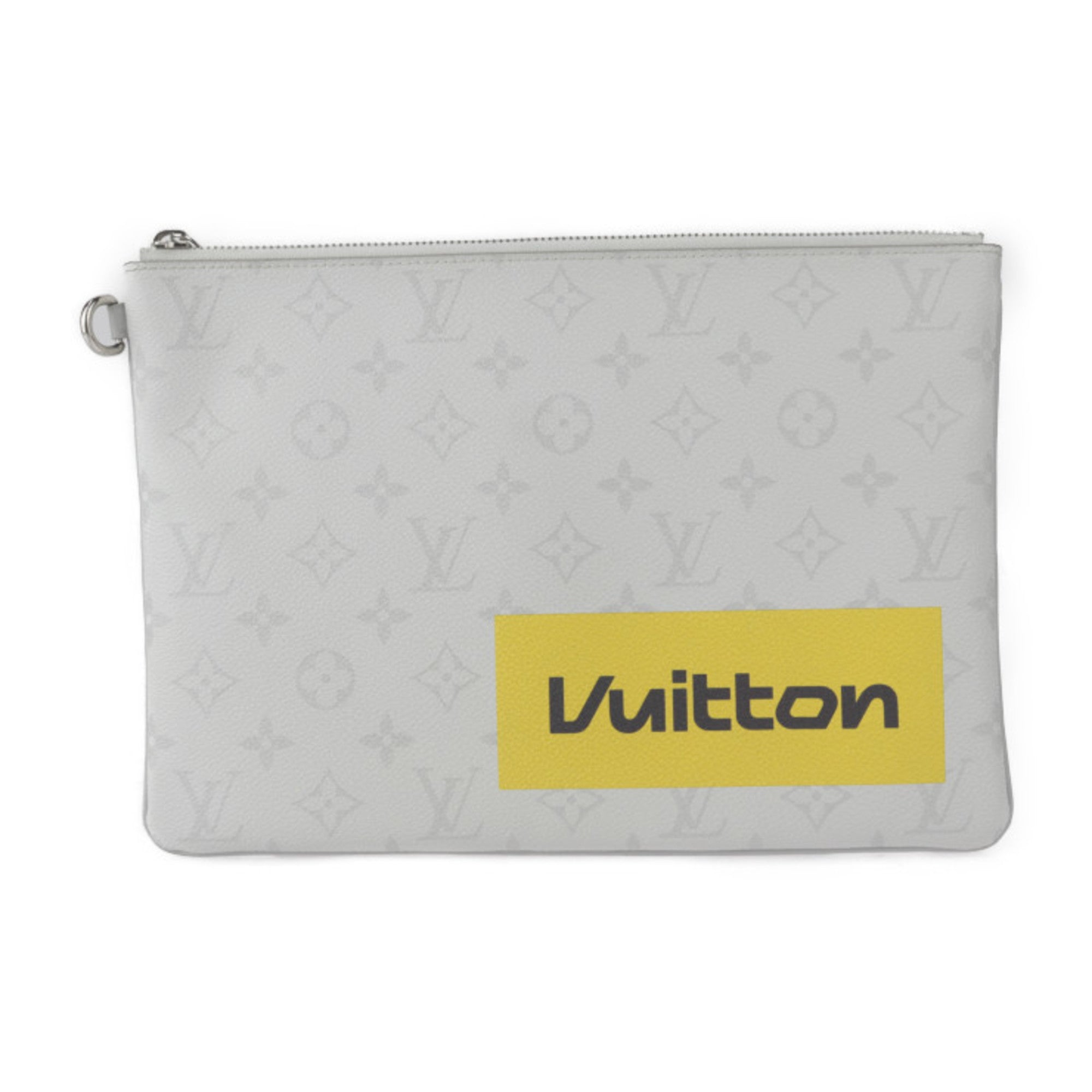 Louis Vuitton Light Gray Monogram Eclipse Clutch Bag Handbag (Pre-Owned)