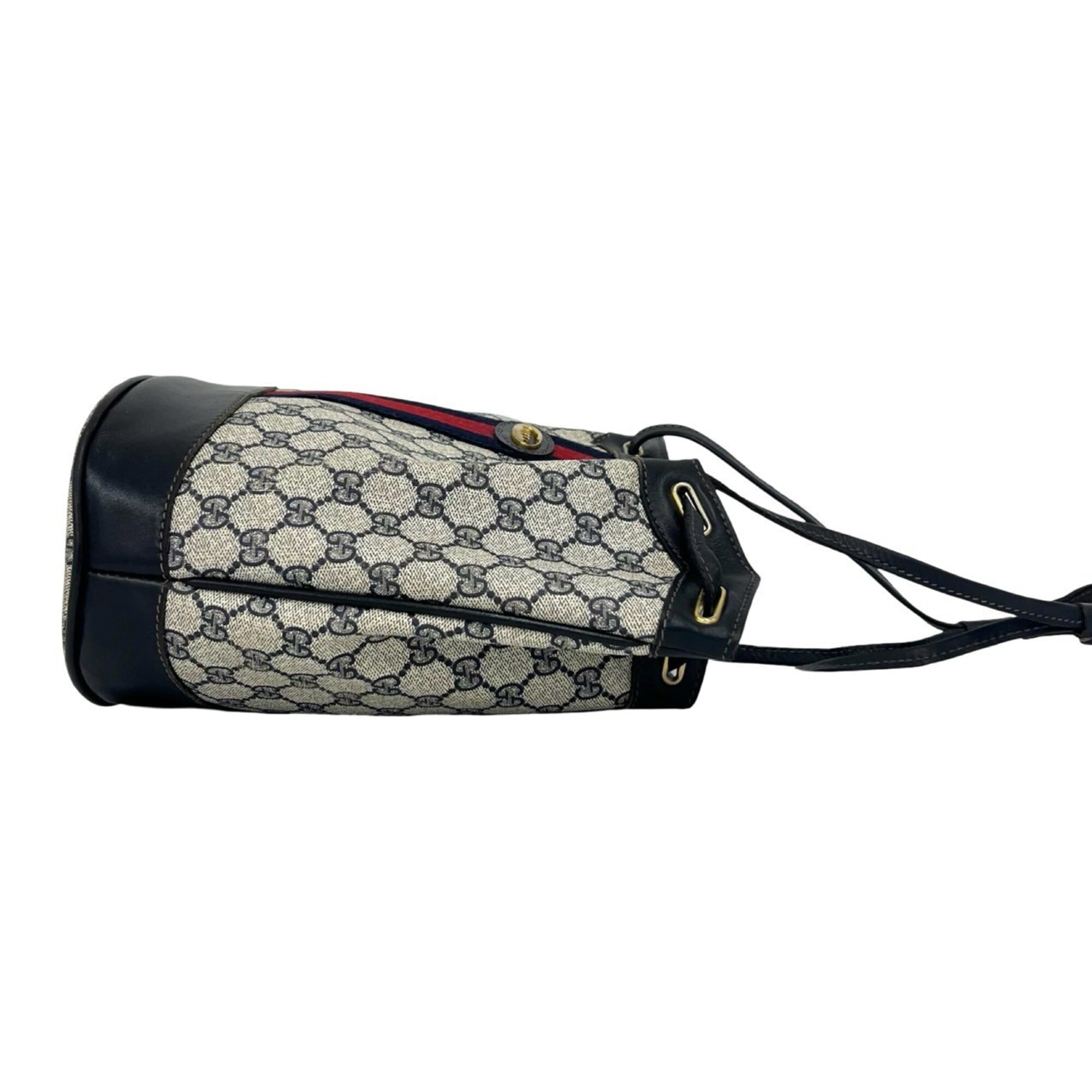 Gucci Navy Red Color Pvc Leather Shoulder Bag Tote Bag (Pre-Owned)