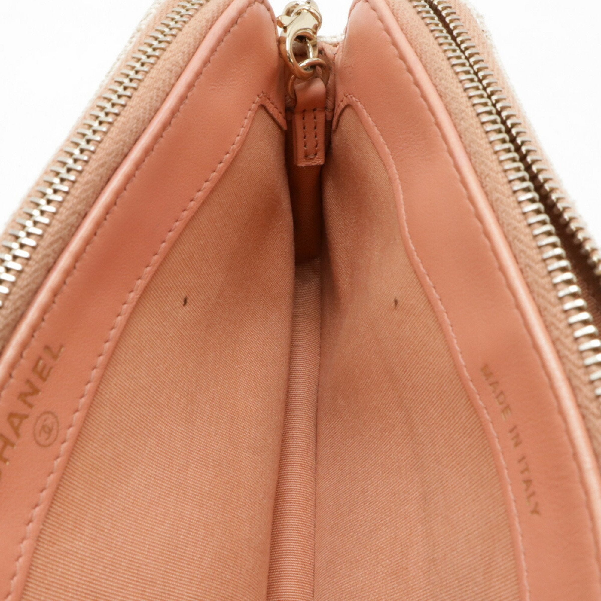 Chanel Coral Pink Canvas Leather Clutch Bag Shoulder Bag (Pre-Owned)
