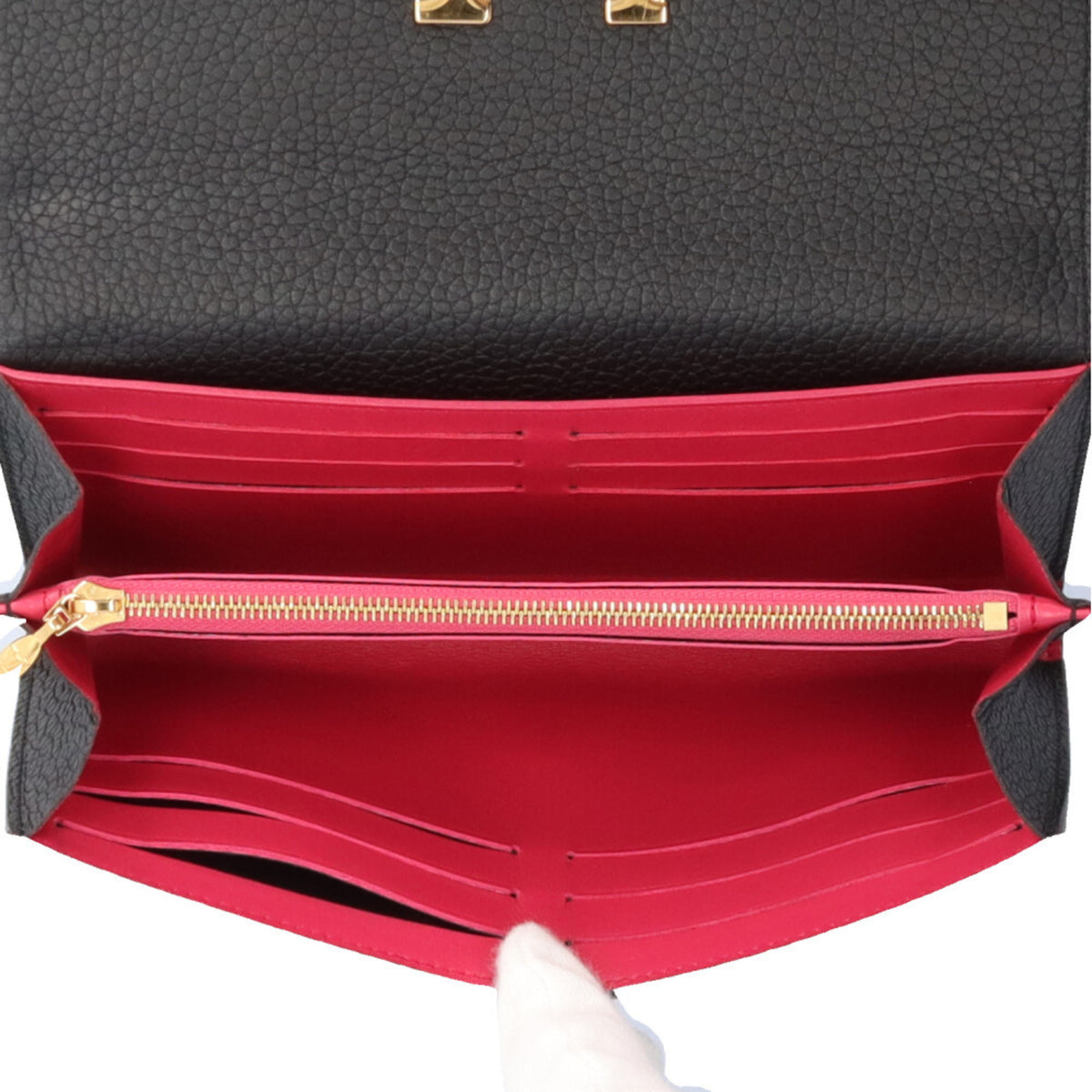 Louis Vuitton Black Noir Leather Long Wallet (Bi-Fold) (Pre-Owned)