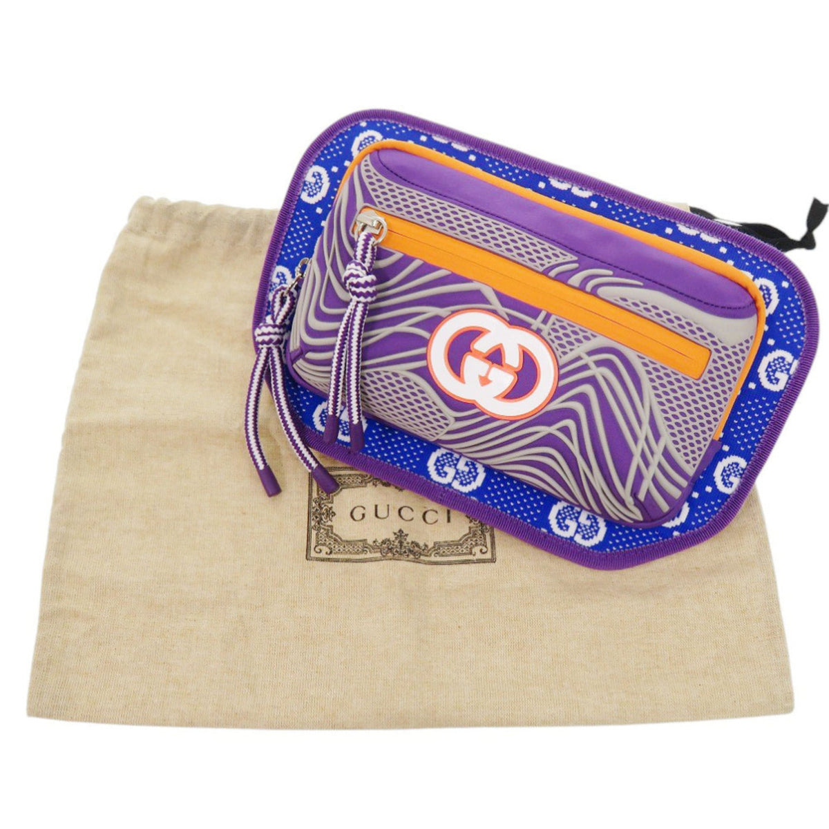 Gucci Blue Orange Purple Nylon Rubber Nylon Fanny Pack Sling Bag (Pre-Owned)