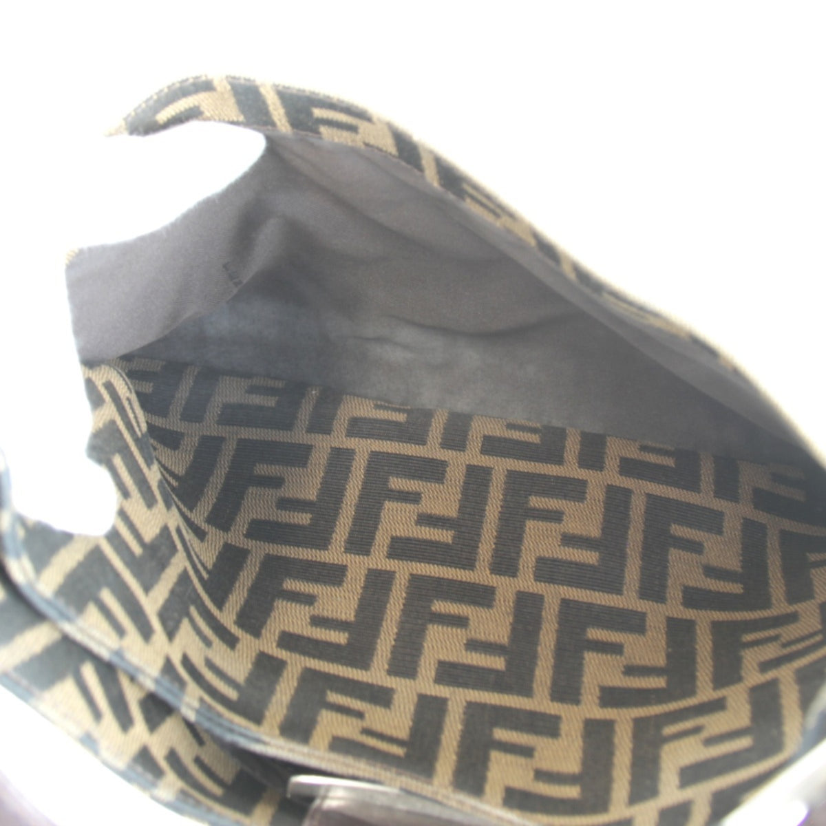 Fendi Zucca Khaki Canvas Shoulder Bag (Pre-Owned)