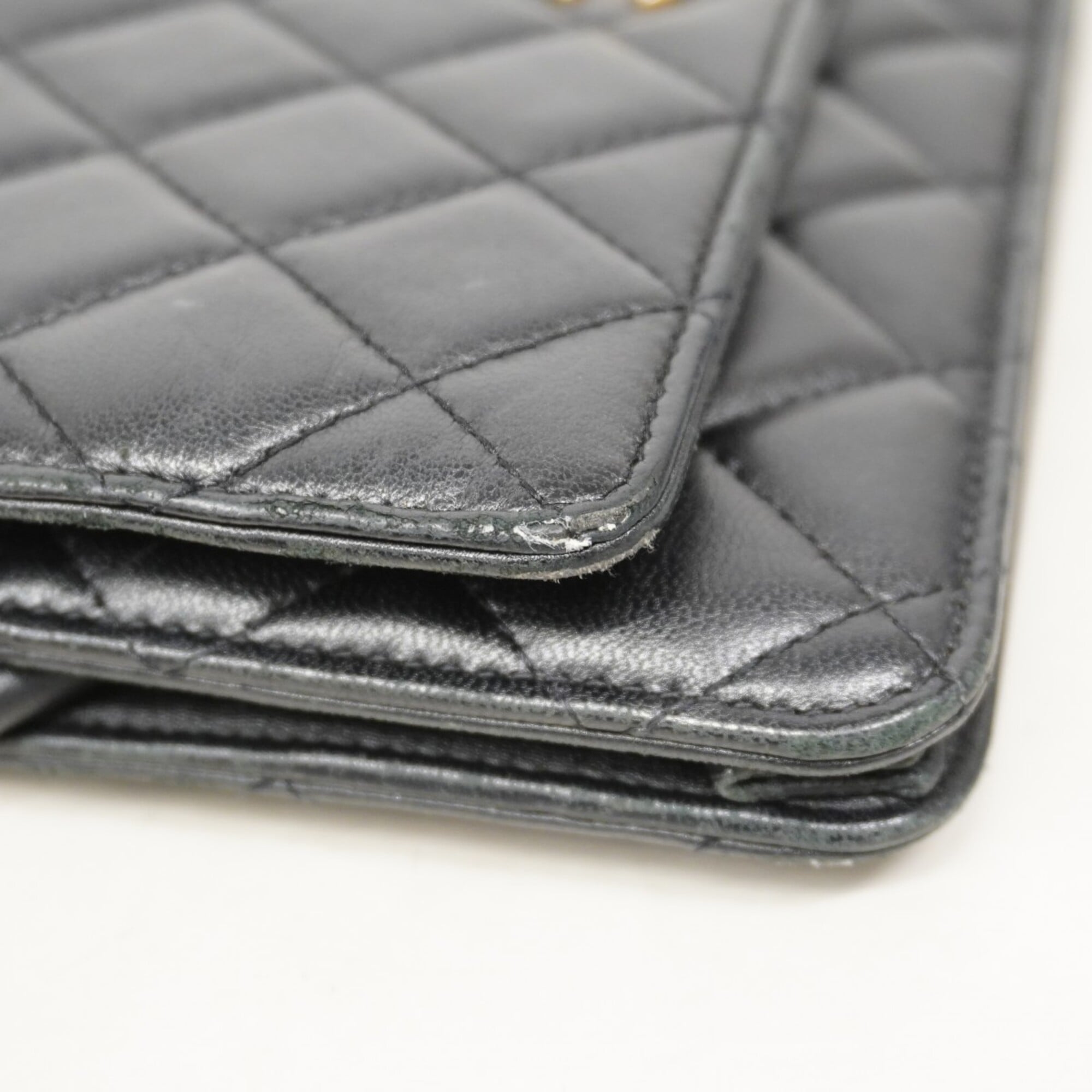 Chanel Black Leather Chain/Shoulder Wallet (Pre-Owned)