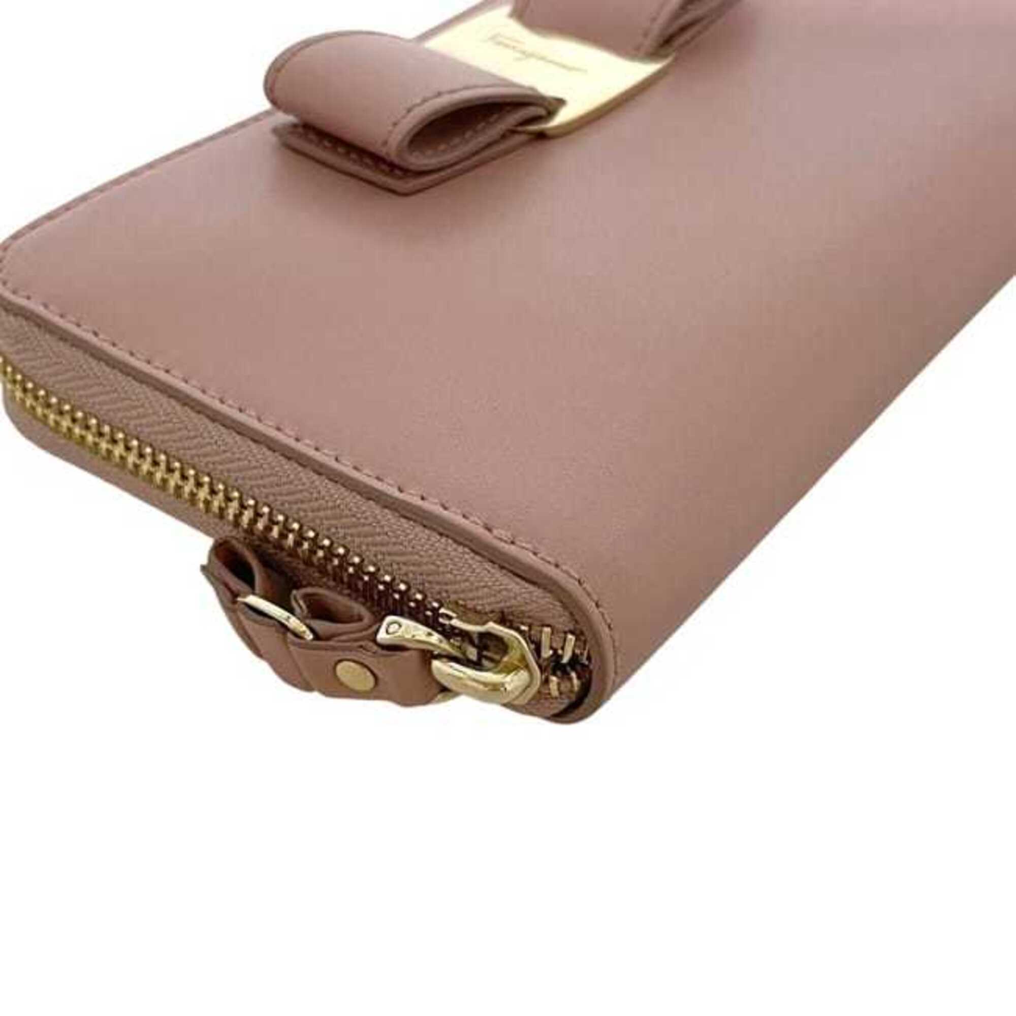 Salvatore Ferragamo Pink Leather Long Wallet (Bi-Fold) (Pre-Owned)
