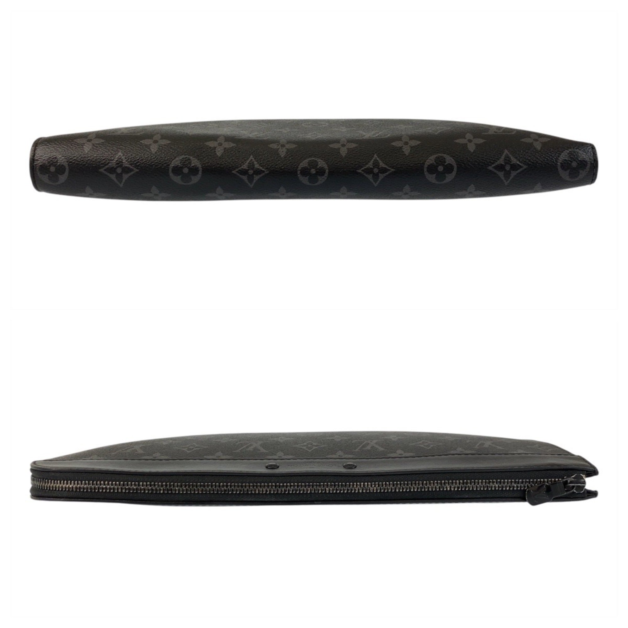 Louis Vuitton Black Gray Pvc Leather Clutch Bag Pochette (Pre-Owned)