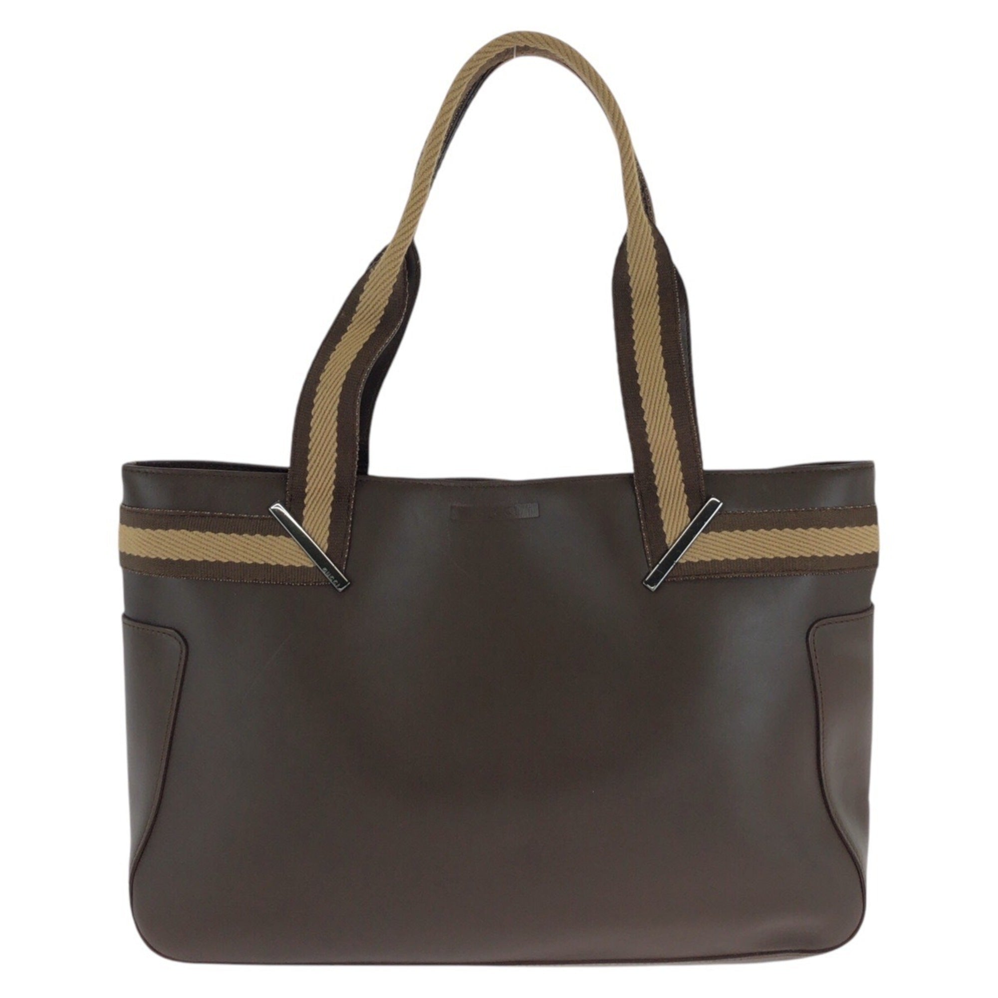 Gucci Beige Brown Leather Shoulder Bag Tote Bag (Pre-Owned)