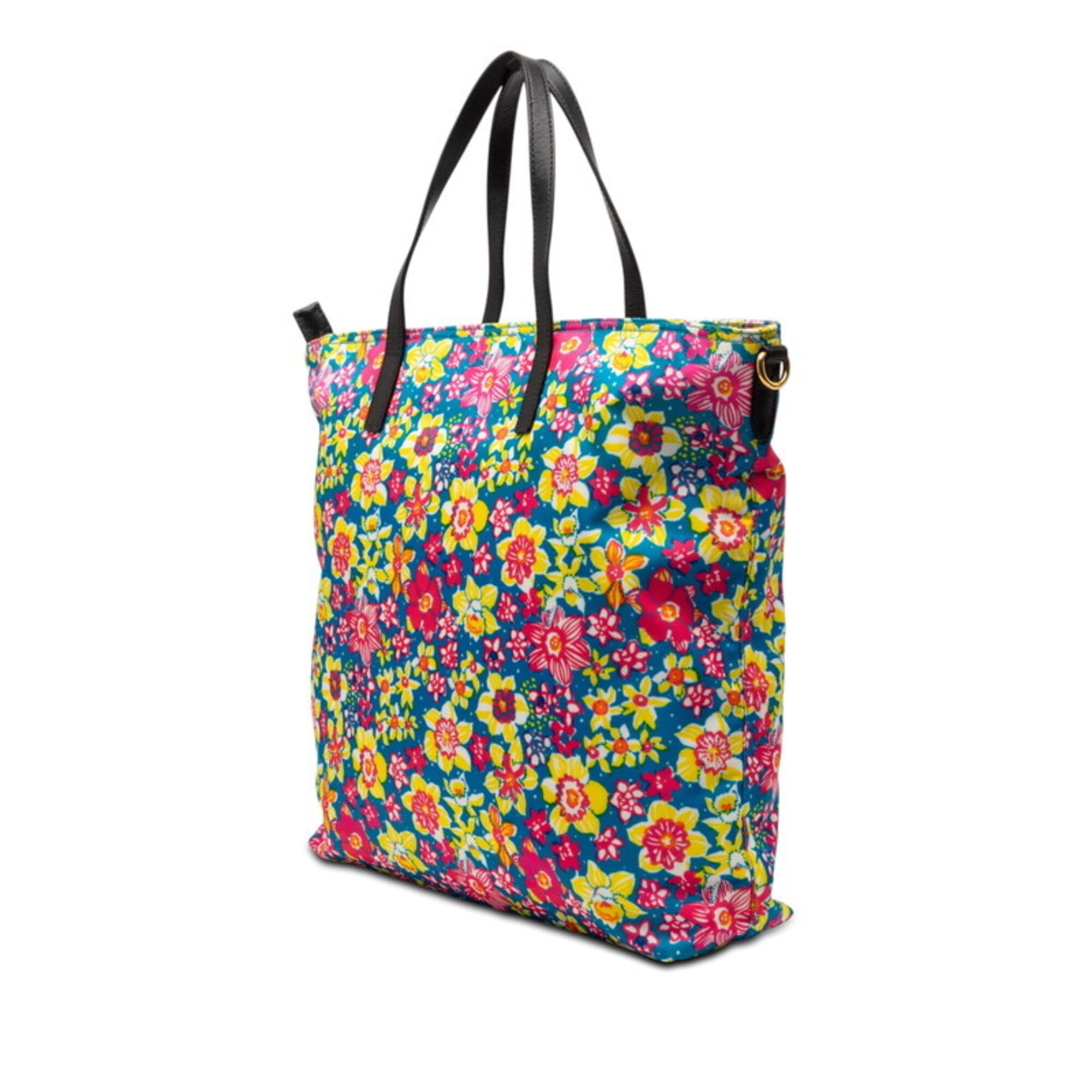 Prada Blue Multi-Color Pink Nylon Shoulder Bag Tote Bag (Pre-Owned)