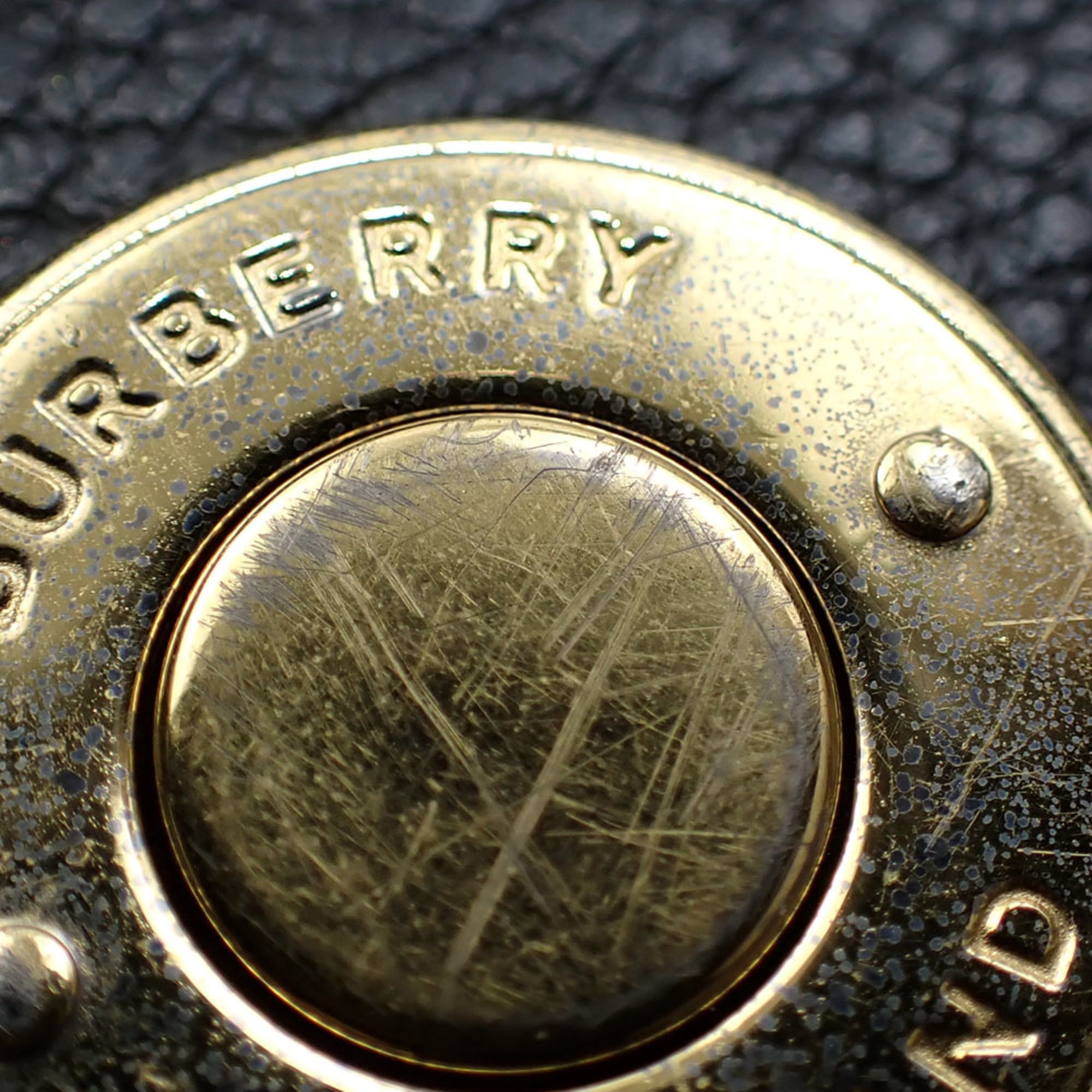 Burberry Beige Black Cotton Polyester Leather Shoulder Bag (Pre-Owned)