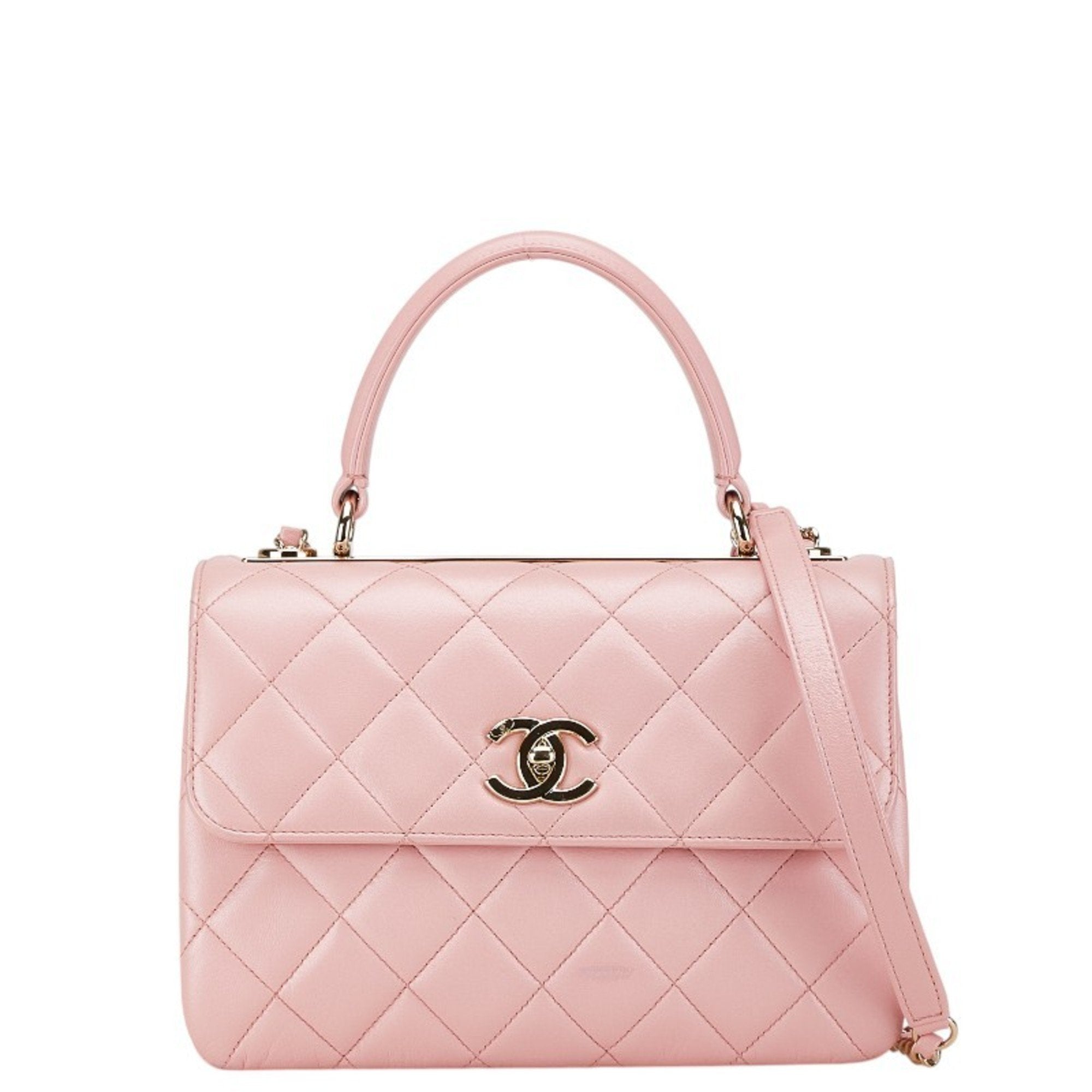 Chanel Pink Leather Handbag Shoulder Bag (Pre-Owned)