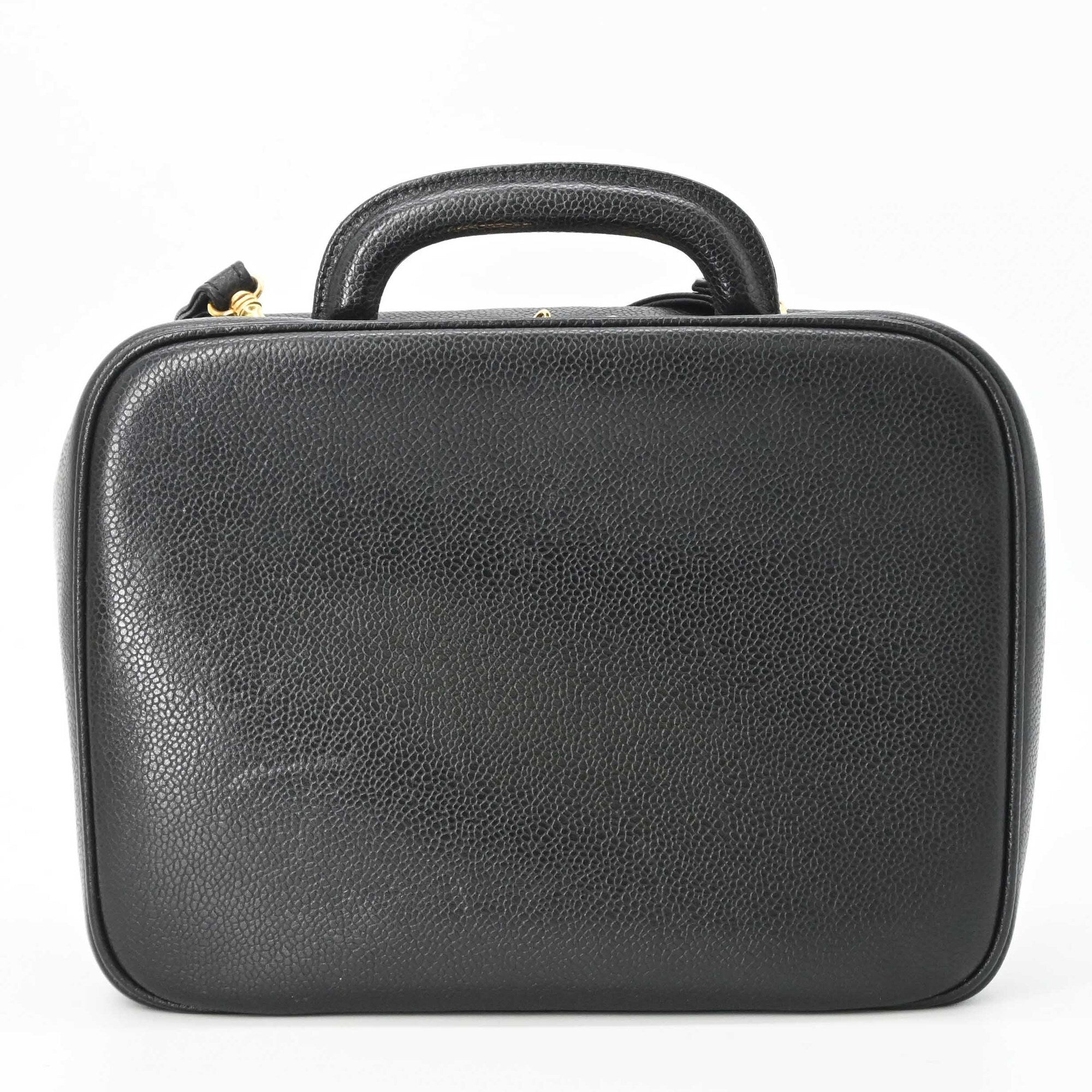Chanel Black Leather Handbag Vanity Bag (Pre-Owned)