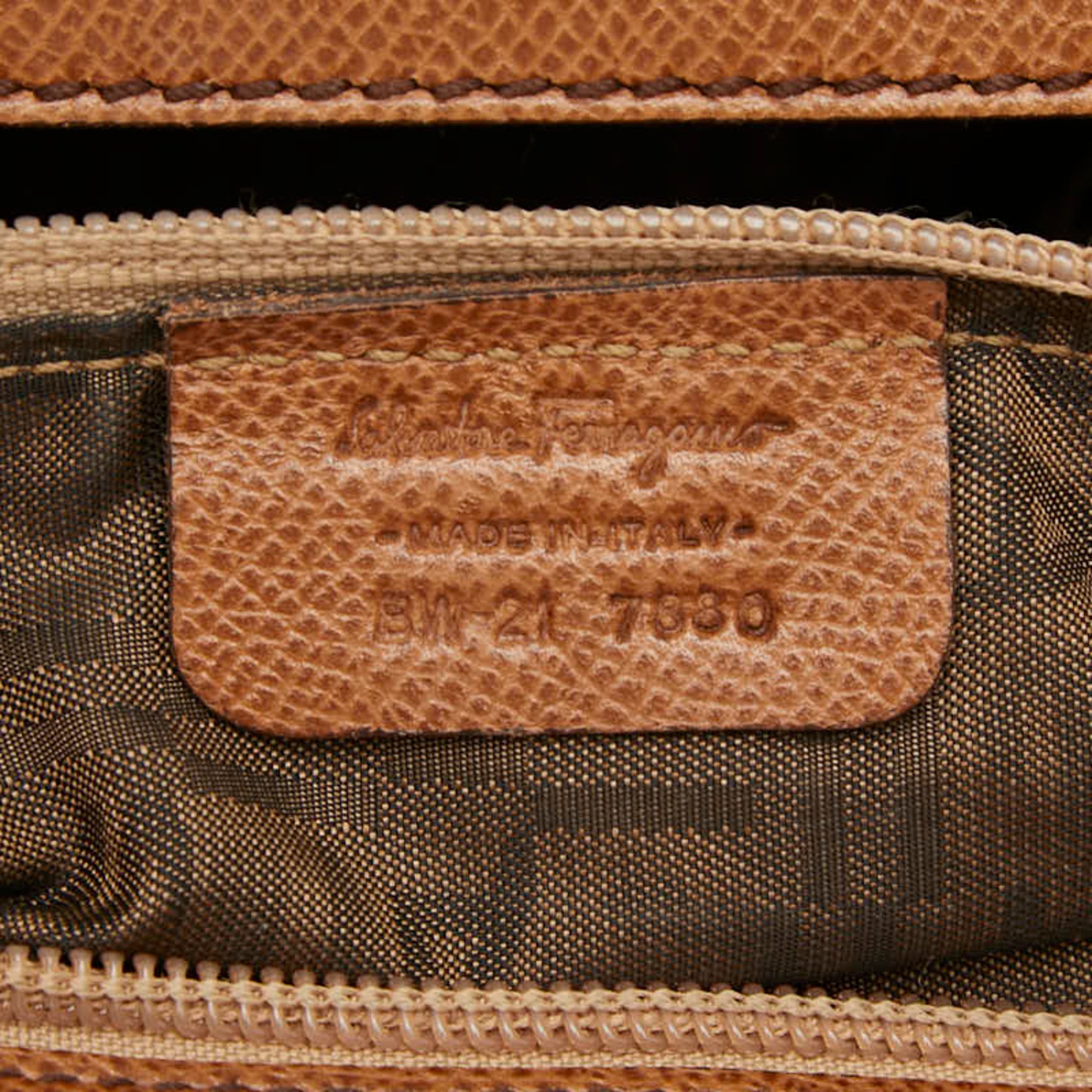 Salvatore Ferragamo Brown Leather Shoulder Bag Tote Bag (Pre-Owned)