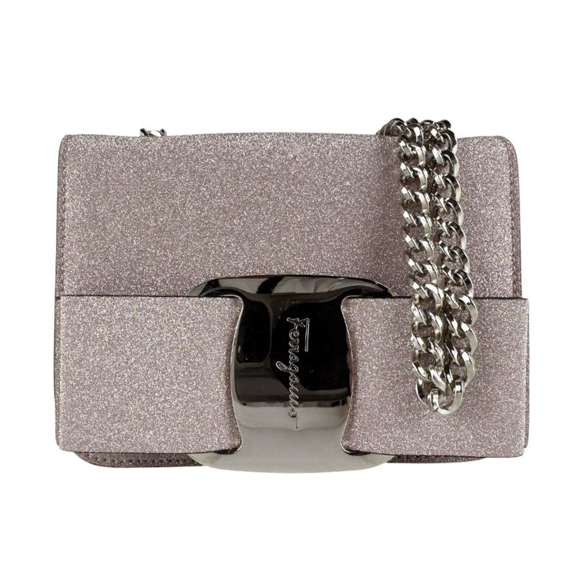 Salvatore Ferragamo Metallic Pink Leather Shoulder Bag (Pre-Owned)