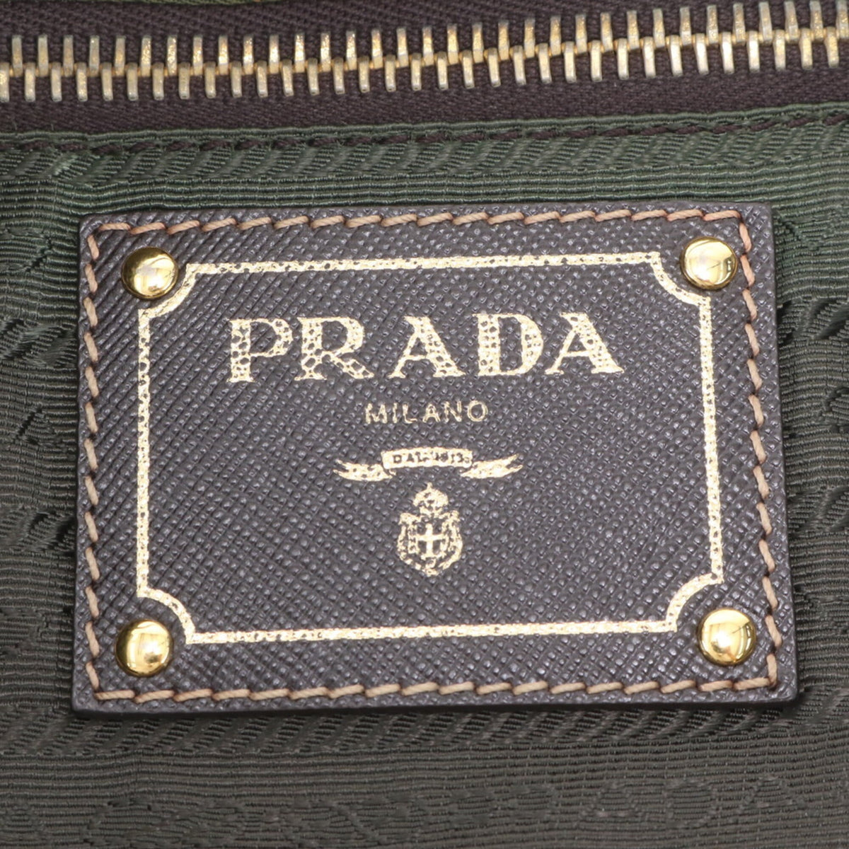 Prada Green Khaki Leather Nylon Crossbody Bag Handbag Shoulder Bag Tote Bag (Pre-Owned)