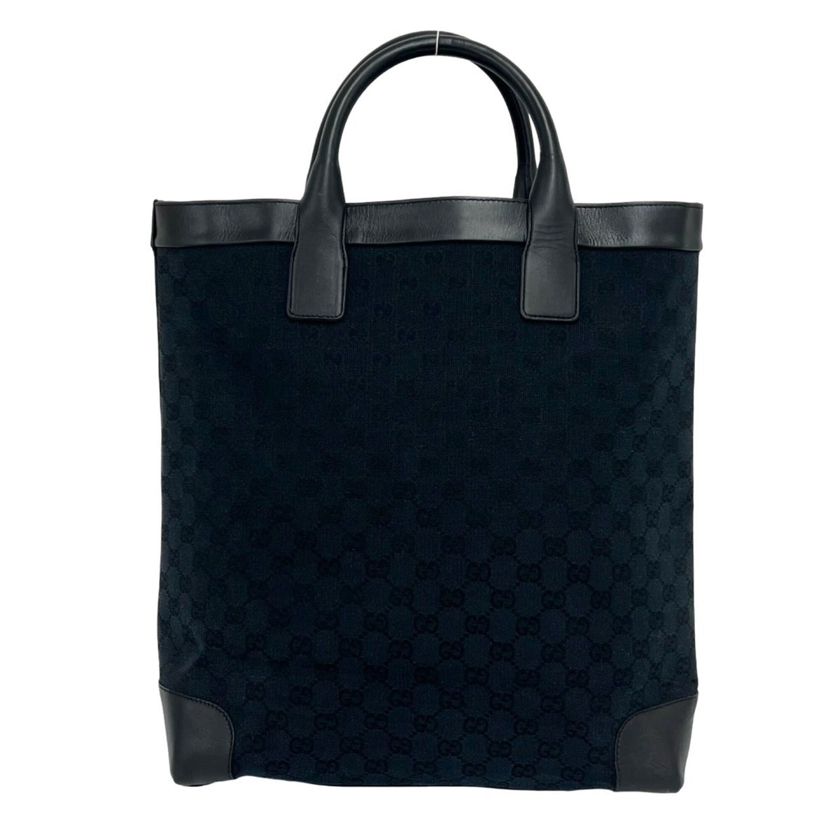Gucci Black Canvas Leather Handbag Tote Bag (Pre-Owned)