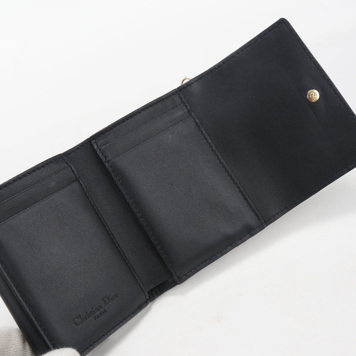 Christian Dior Black Leather Wallet (Tri-Fold) (Pre-Owned)