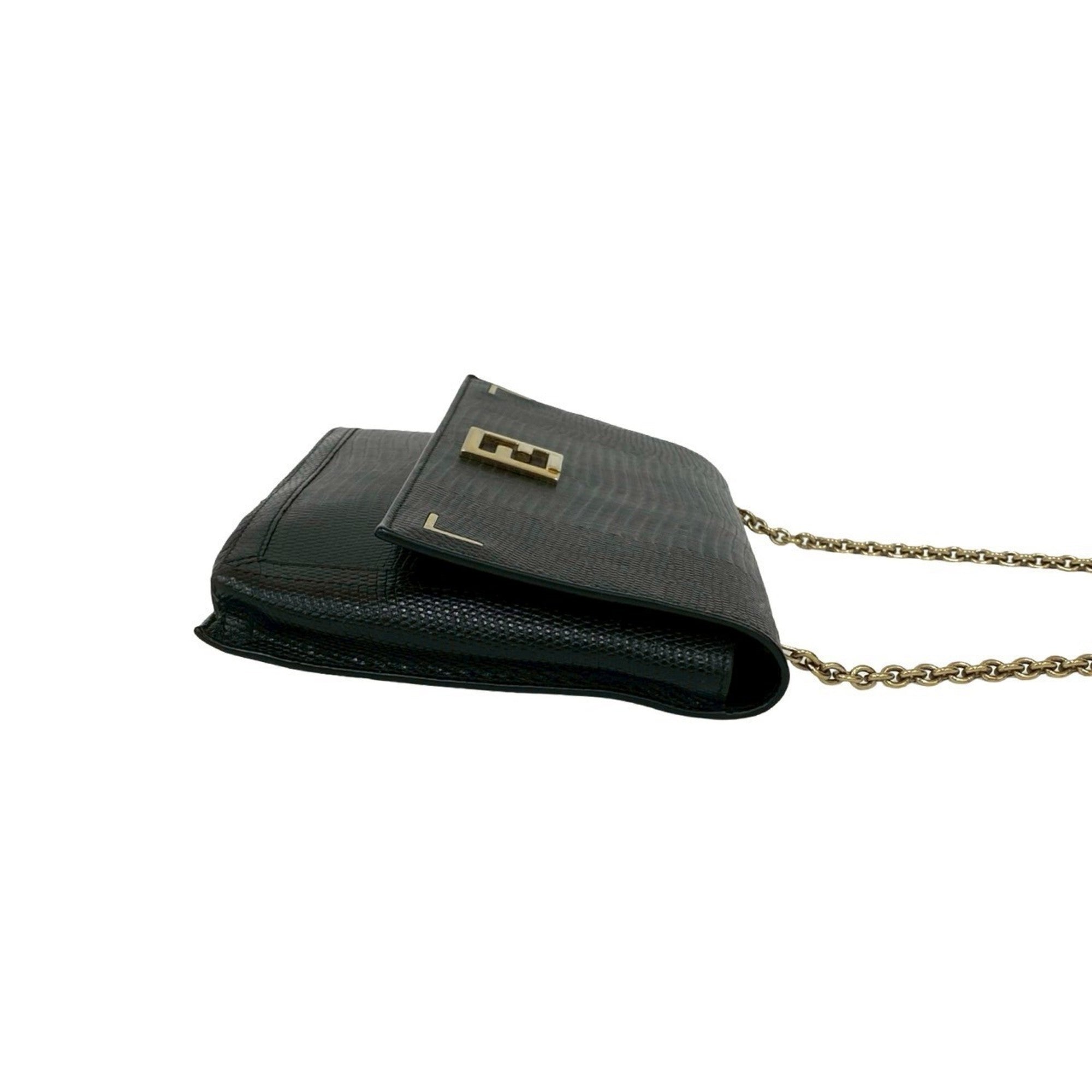 Fendi Black Leather Pochette Shoulder Bag (Pre-Owned)