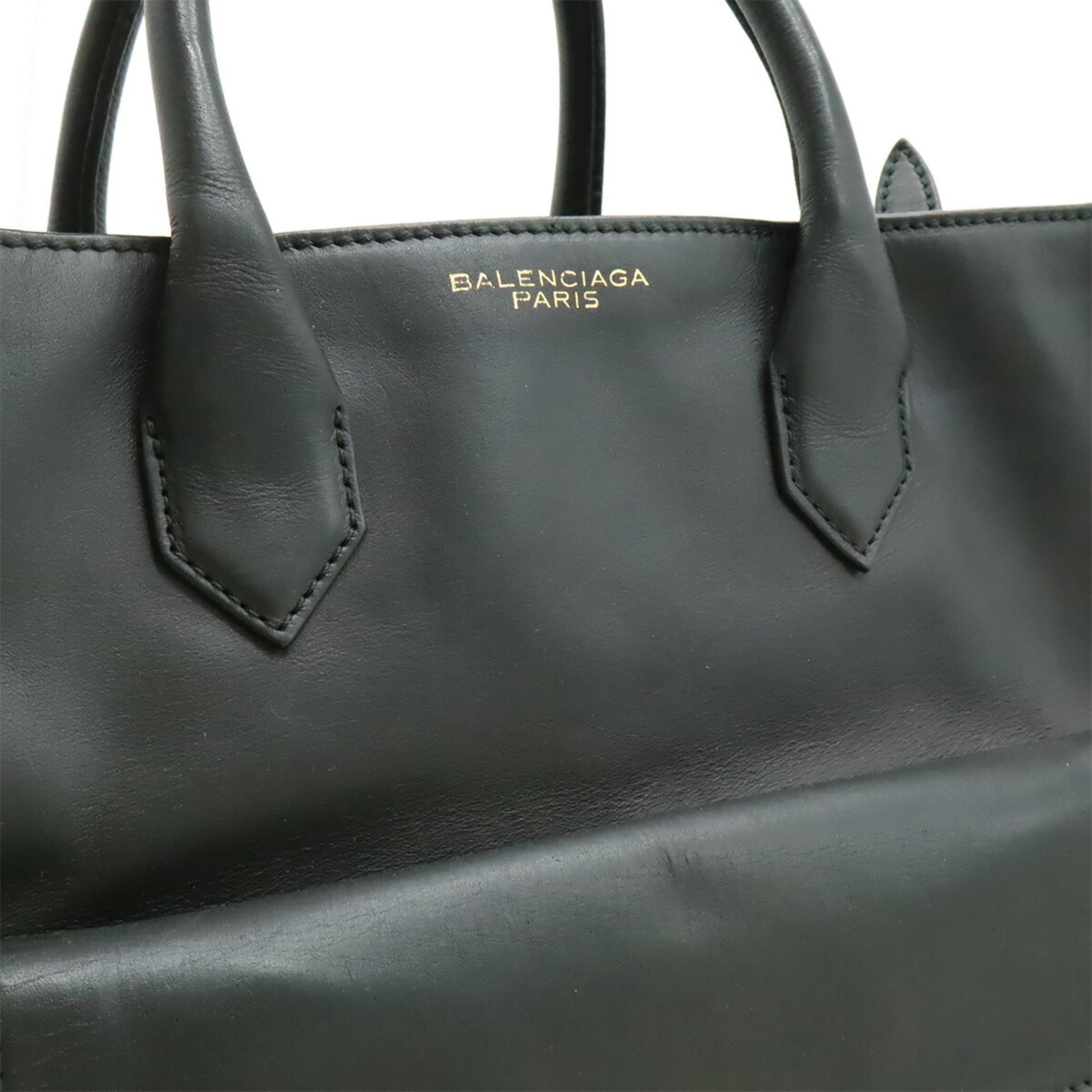 Balenciaga Dark Green Leather Handbag Shoulder Bag (Pre-Owned)