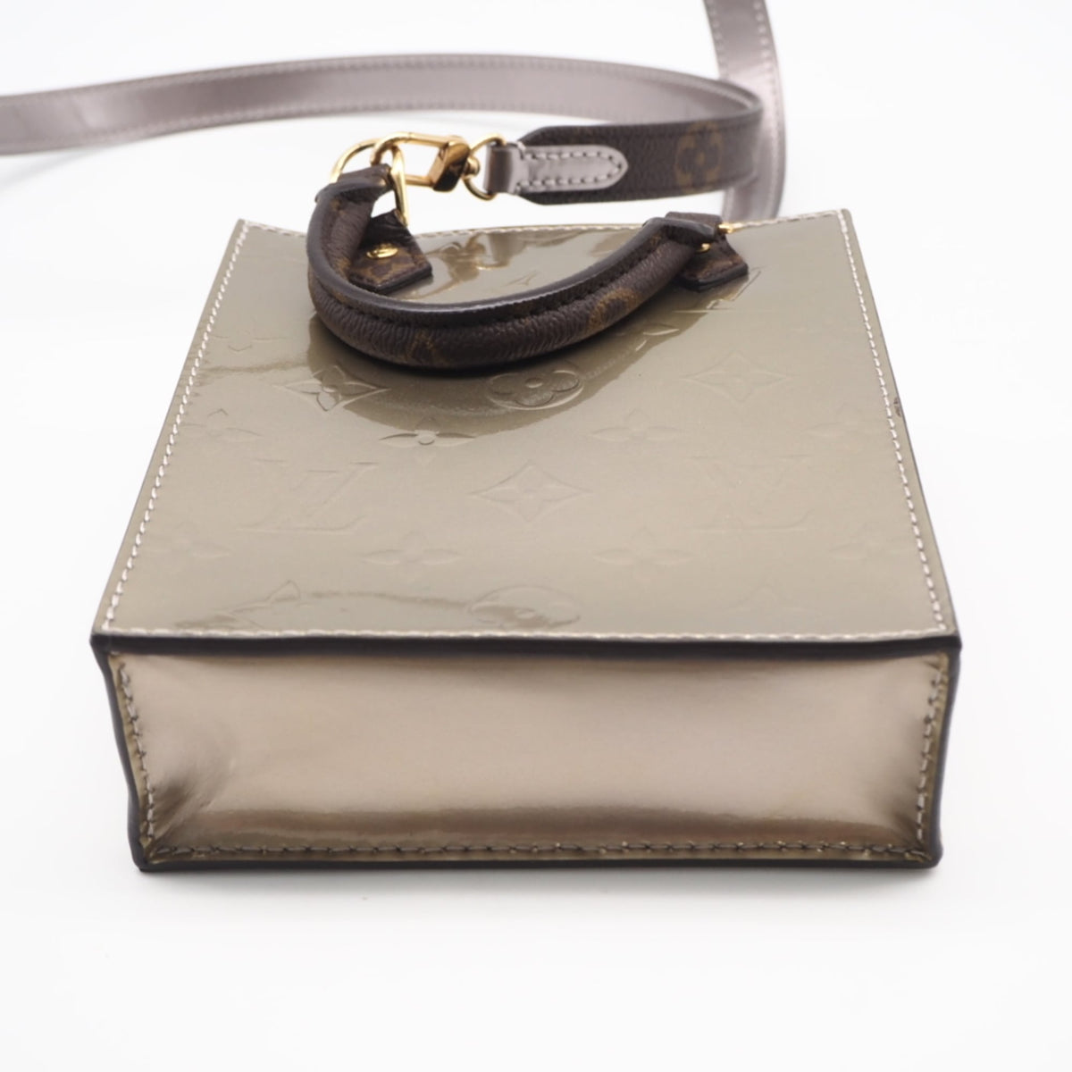 Louis Vuitton Gold Brown Patent Leather Coated Canvas Shoulder Bag (Pre-Owned)