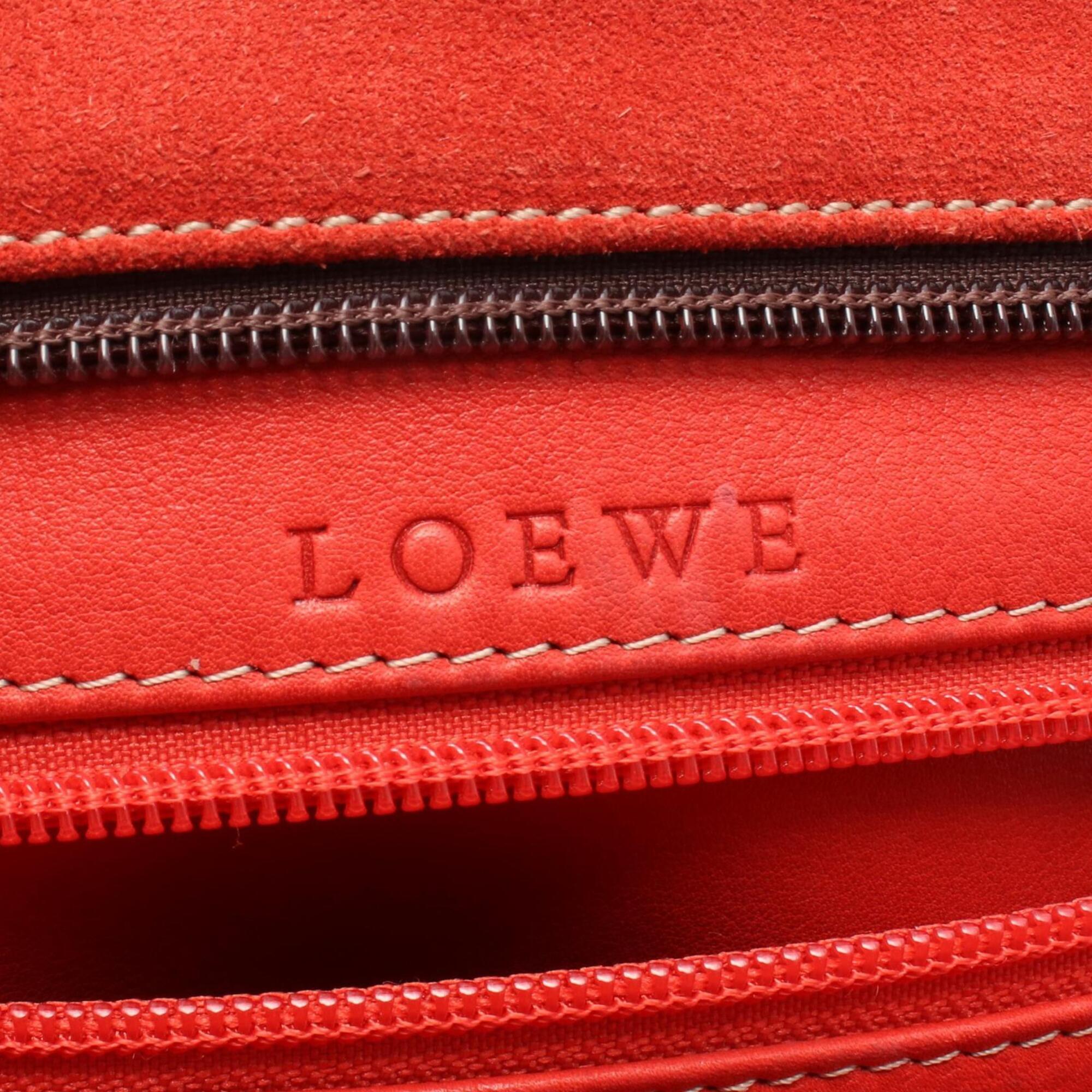 Loewe Brown Red Color Suede Leather Handbag (Pre-Owned)