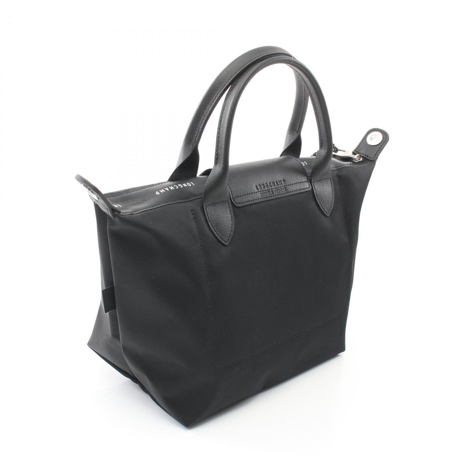 Longchamp Black Nylon Leather Tote Bag (Pre-Owned)
