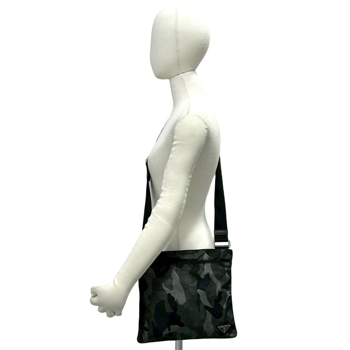 Prada Black Khaki Nylon Leather Shoulder Bag (Pre-Owned)