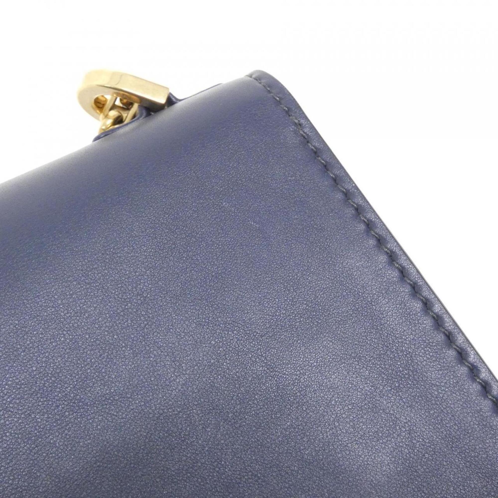 Christian Dior Navy Leather Shoulder Bag (Pre-Owned)