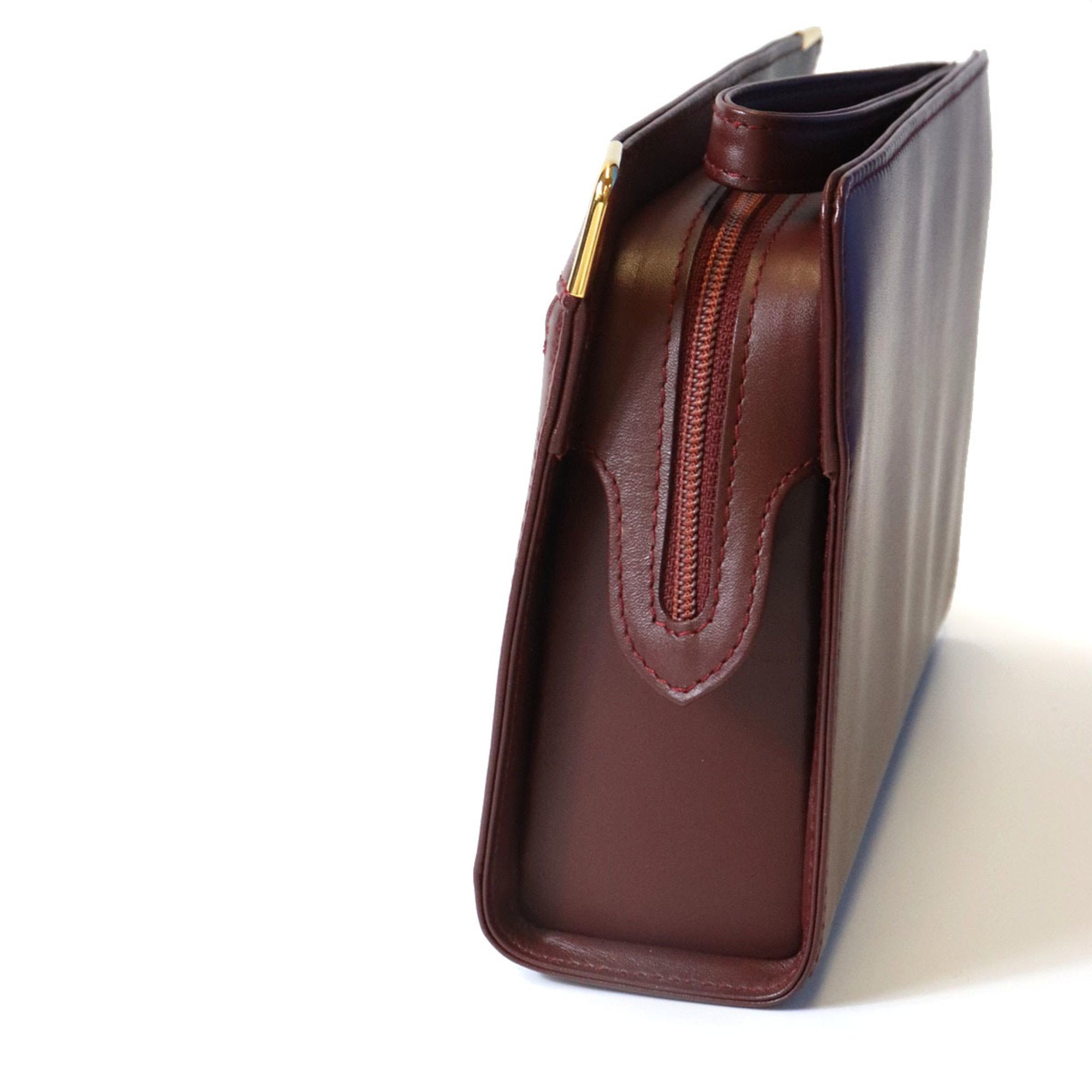 Cartier Bordeaux Red Color Leather Clutch Bag (Pre-Owned)
