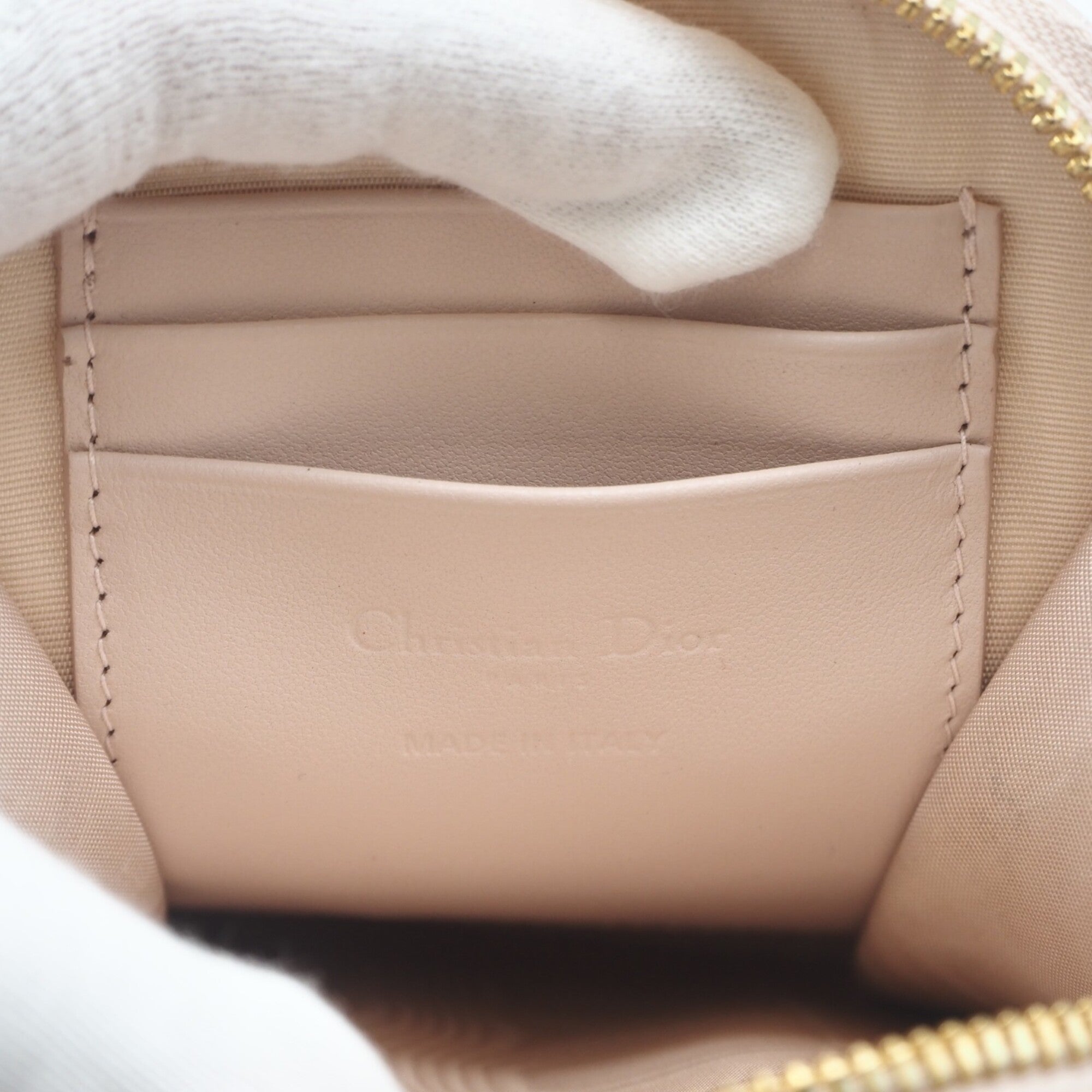 Christian Dior Lady Dior Pink Beige Leather Shoulder Bag (Pre-Owned)