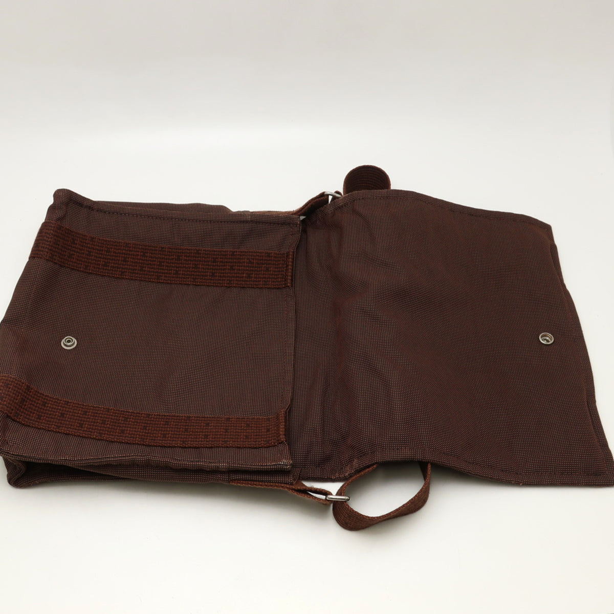 Hermes Her Line Brown Nylon Canvas Shoulder Bag (Pre-Owned)